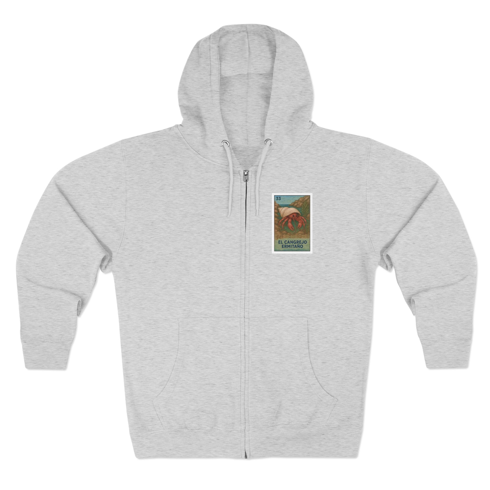 Hermit Crab Lotería Unisex - Zip Cotton Blend Fleece Hoodie (El Cangrejo Ermitaño)