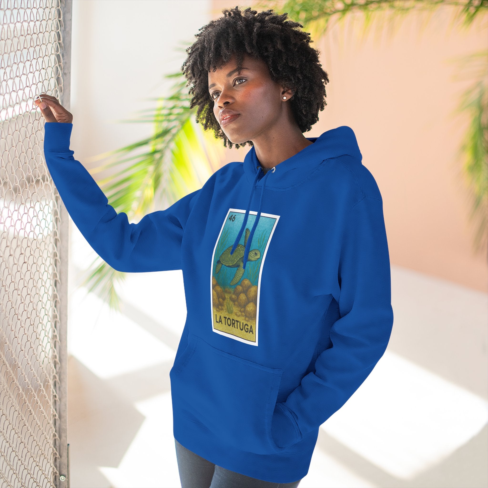 Turtle Lotería Unisex - Pull-Over Cotton Blend Fleece Hoodie (La Tortuga)