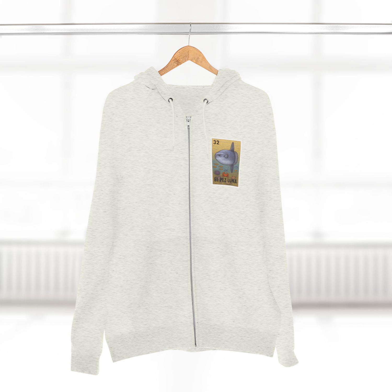 Sunfish Lotería Unisex - Zip Cotton Blend Fleece Hoodie (El Pez Luna)