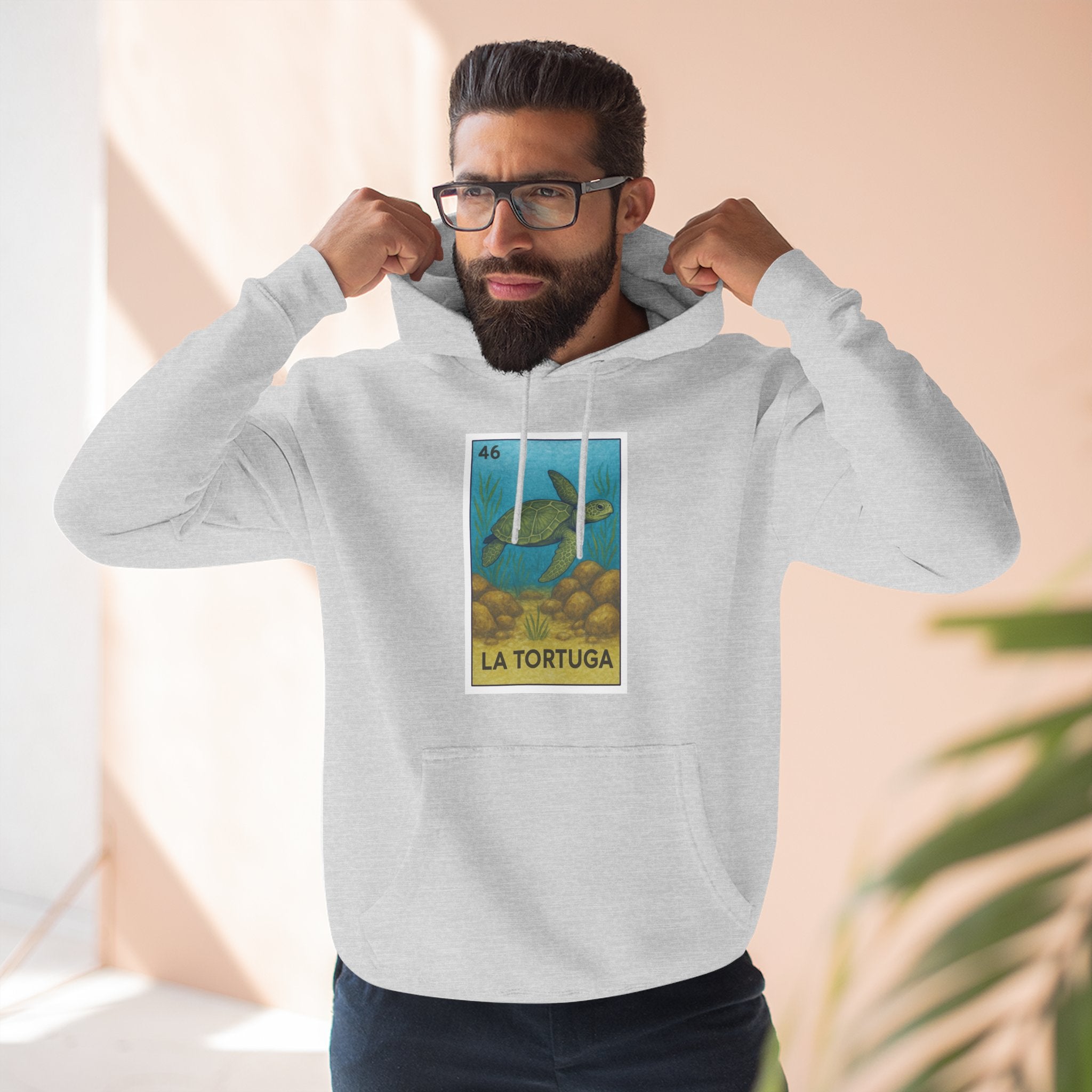Turtle Lotería Unisex - Pull-Over Cotton Blend Fleece Hoodie (La Tortuga)