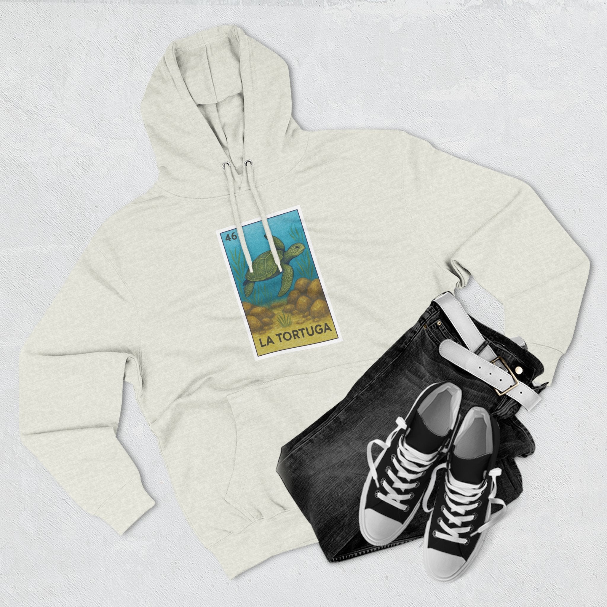 Turtle Lotería Unisex - Pull-Over Cotton Blend Fleece Hoodie (La Tortuga)