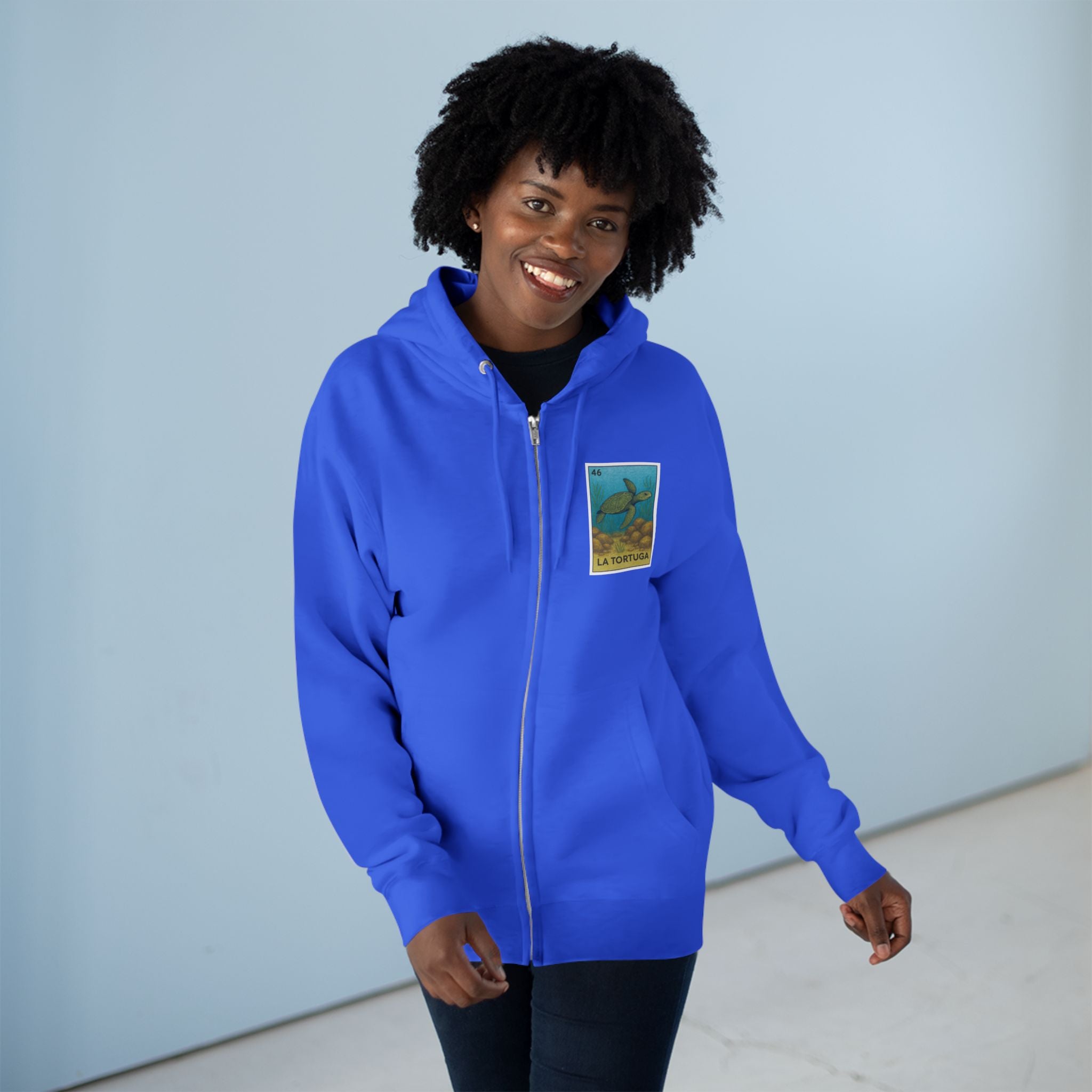 Turtle Lotería Unisex - Zip Cotton Blend Fleece Hoodie (La Tortuga)