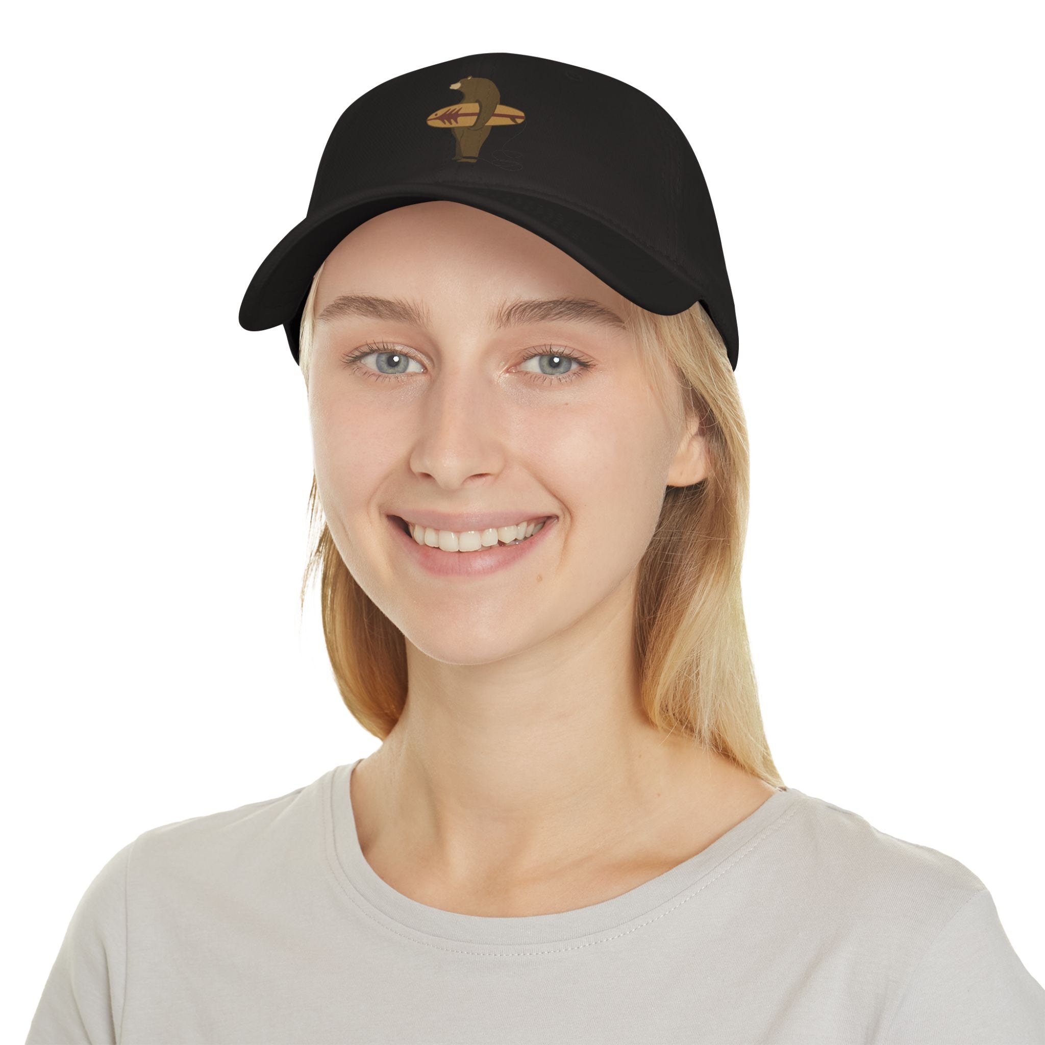 Surfing Grizzly Bear by Fabian Lavater - 100% Cotton Baseball Cap
