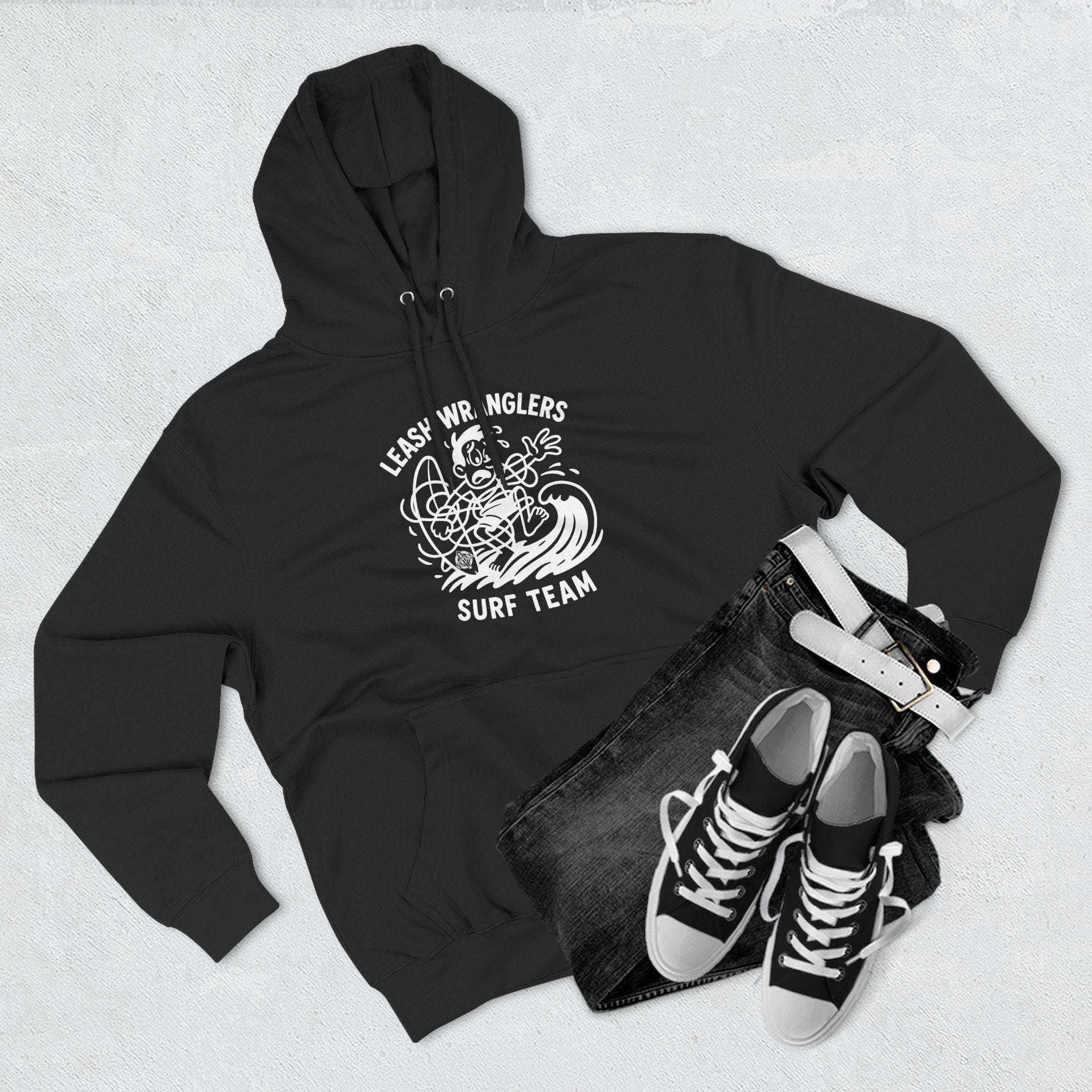 Leash Wranglers Surf Team Unisex - Pull-Over Cotton Blend Fleece Hoodie