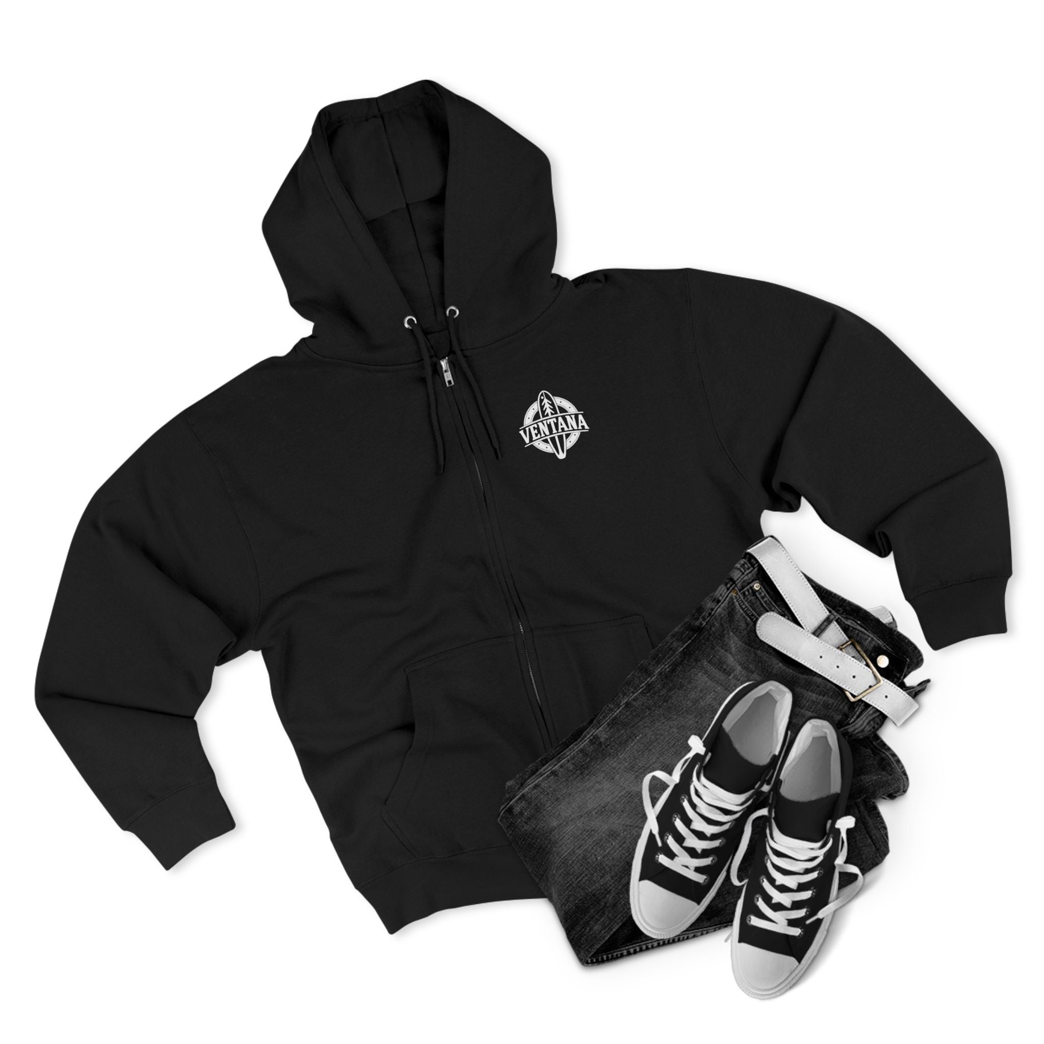 Ventana Monterey Bay by Thiago Bianchini Unisex - Zip Cotton Blend Fleece Hoodie