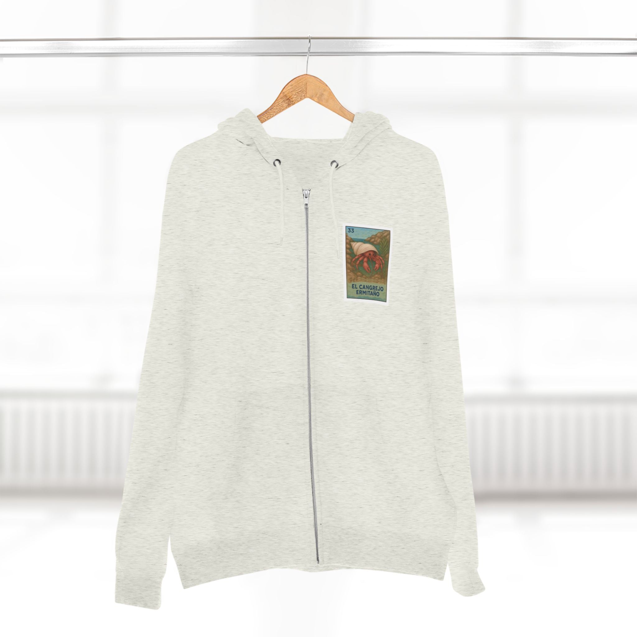 Hermit Crab Lotería Unisex - Zip Cotton Blend Fleece Hoodie (El Cangrejo Ermitaño)