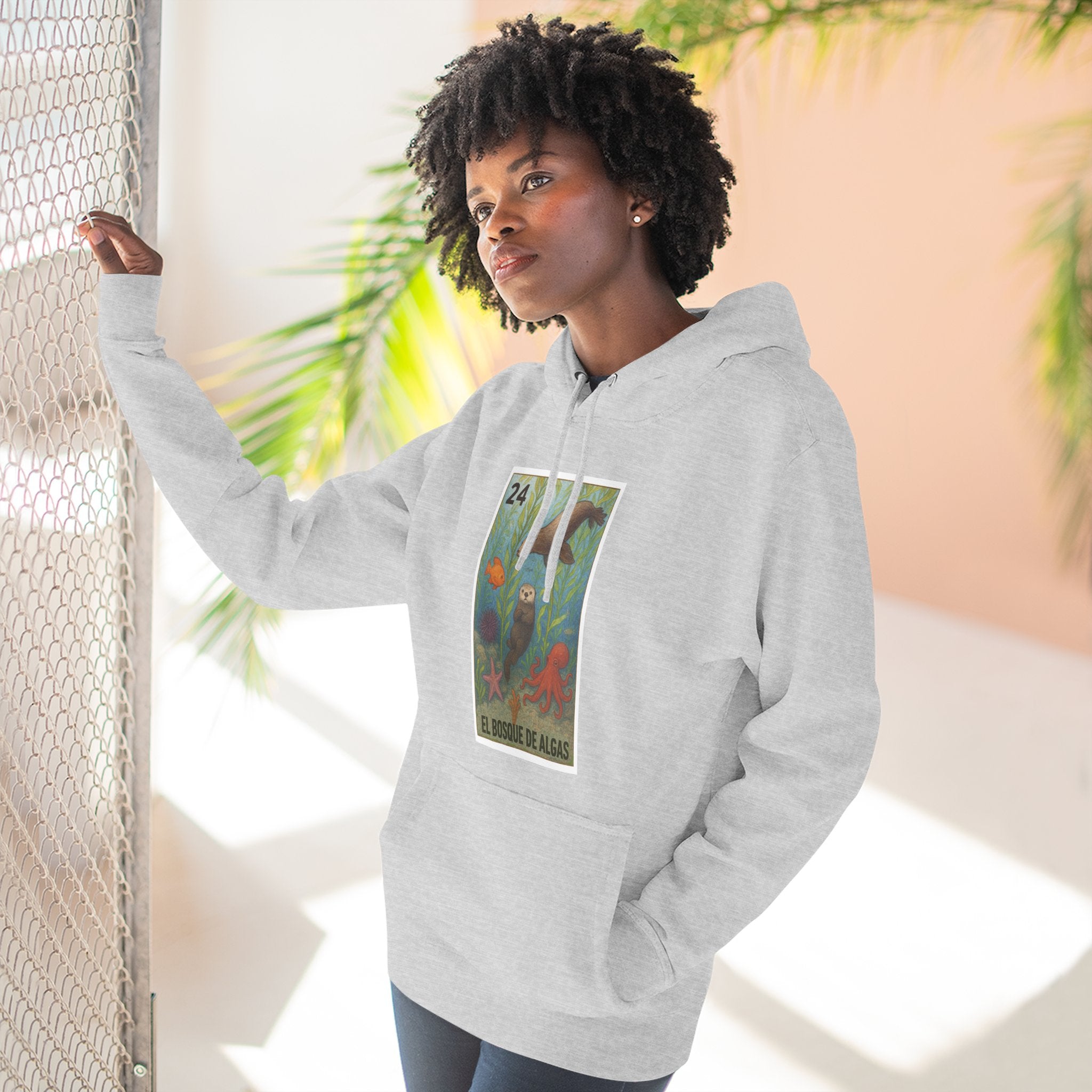 Kelp Forest Lotería Unisex - Pull-Over Cotton Blend Fleece Hoodie (El Bosque de Algas)