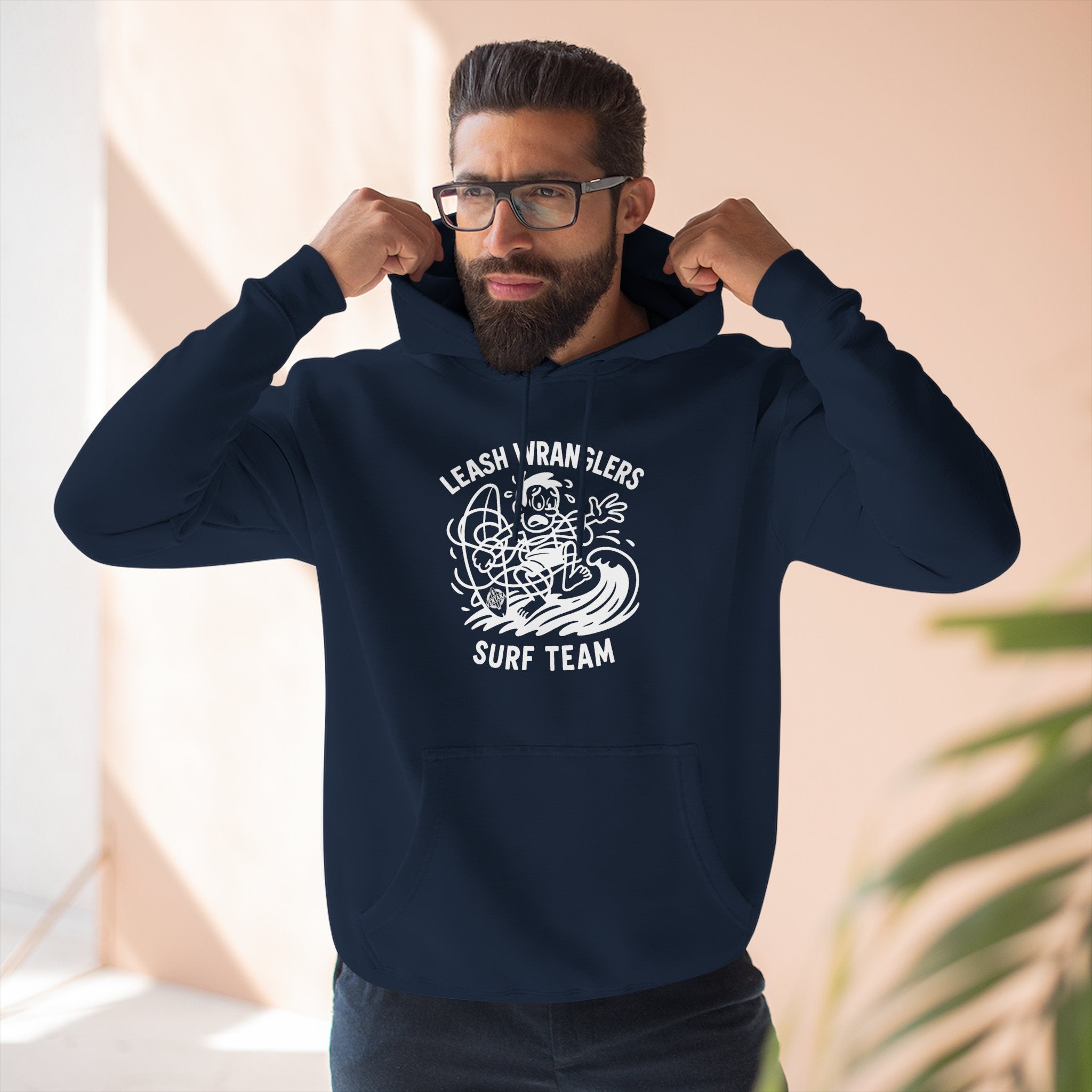 Leash Wranglers Surf Team Unisex - Pull-Over Cotton Blend Fleece Hoodie