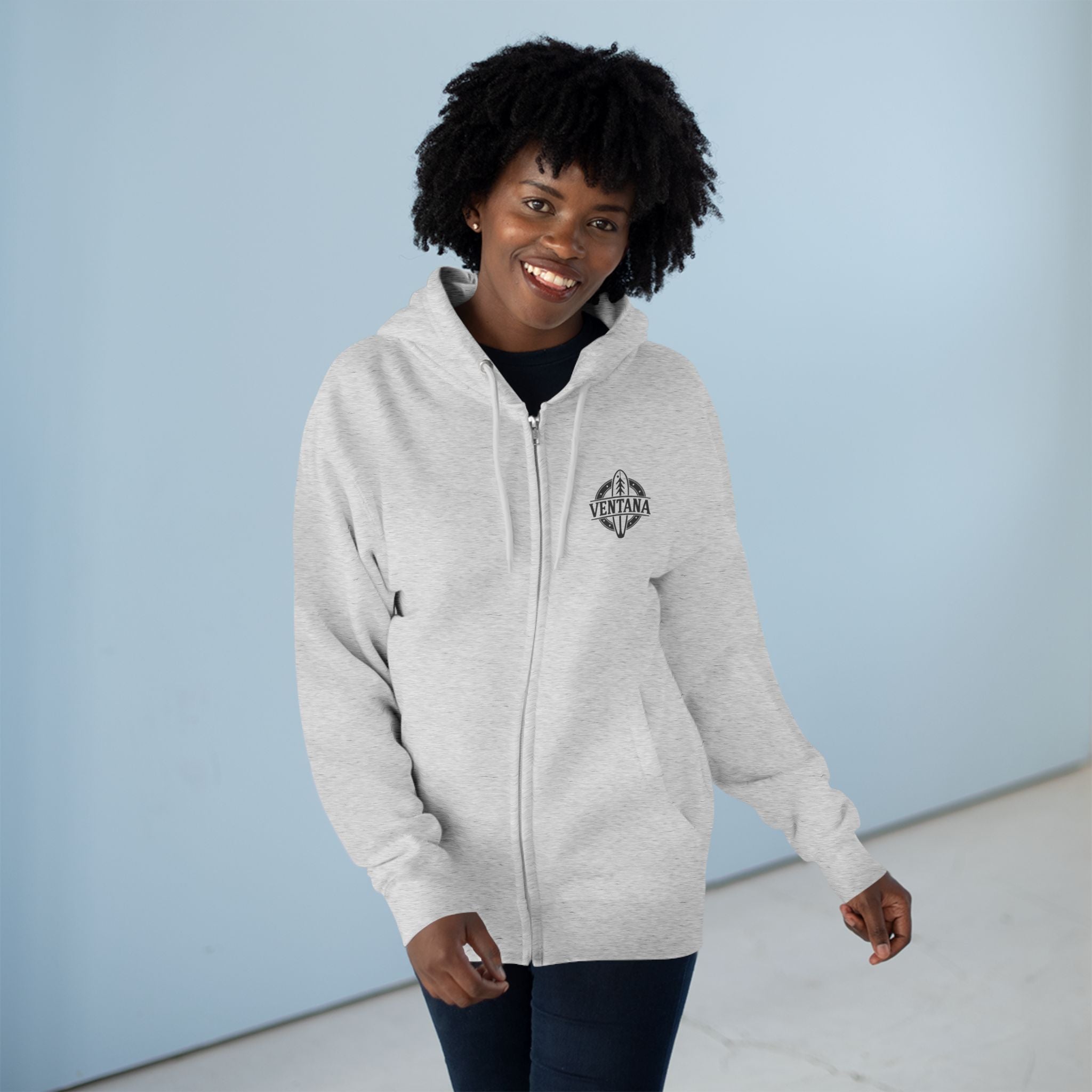 Ventana Monterey Bay by Thiago Bianchini Unisex - Zip Cotton Blend Fleece Hoodie