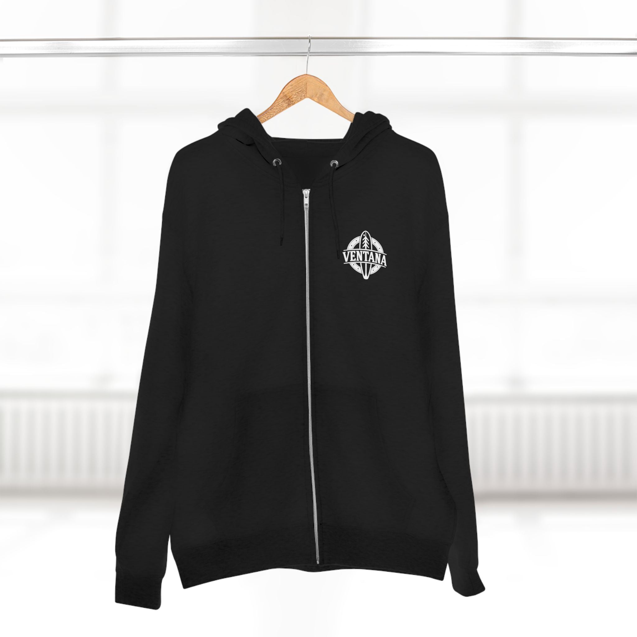 Ventana Monterey Bay by Thiago Bianchini Unisex - Zip Cotton Blend Fleece Hoodie