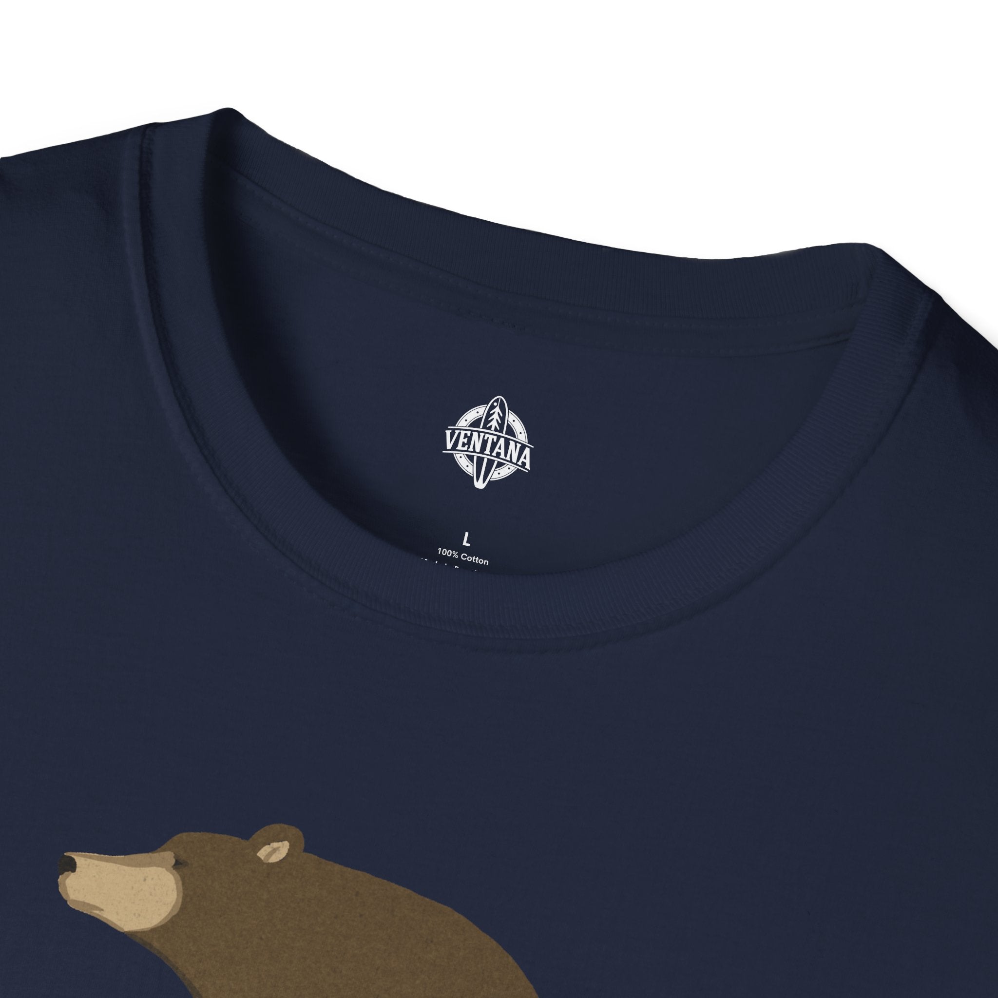 Surfing Grizzly Bear by Fabian Lavater Unisex - Soft Style U.S. Cotton T-Shirt