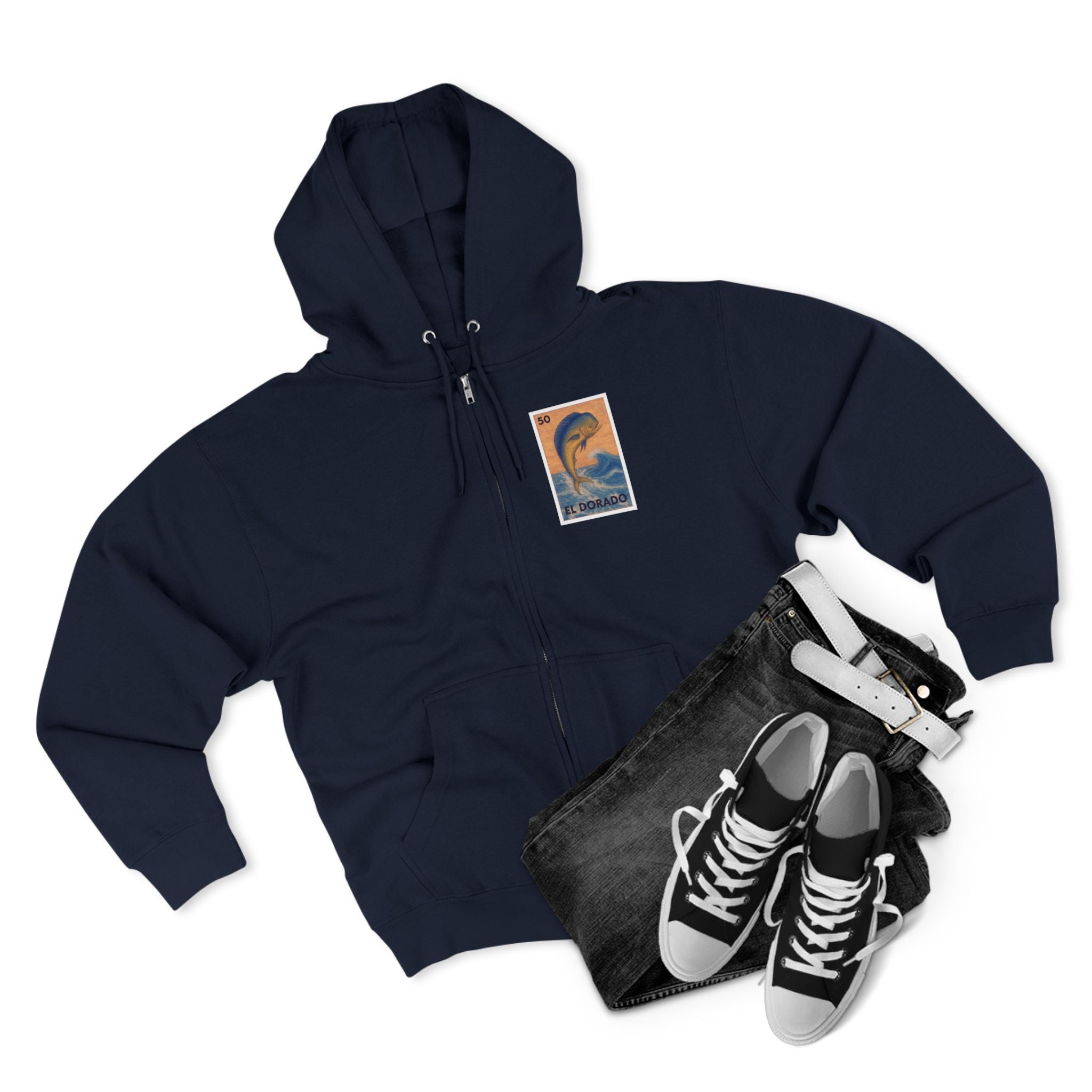 Dorado Lotería Unisex - Zip Cotton Blend Fleece Hoodie (El Dorado)