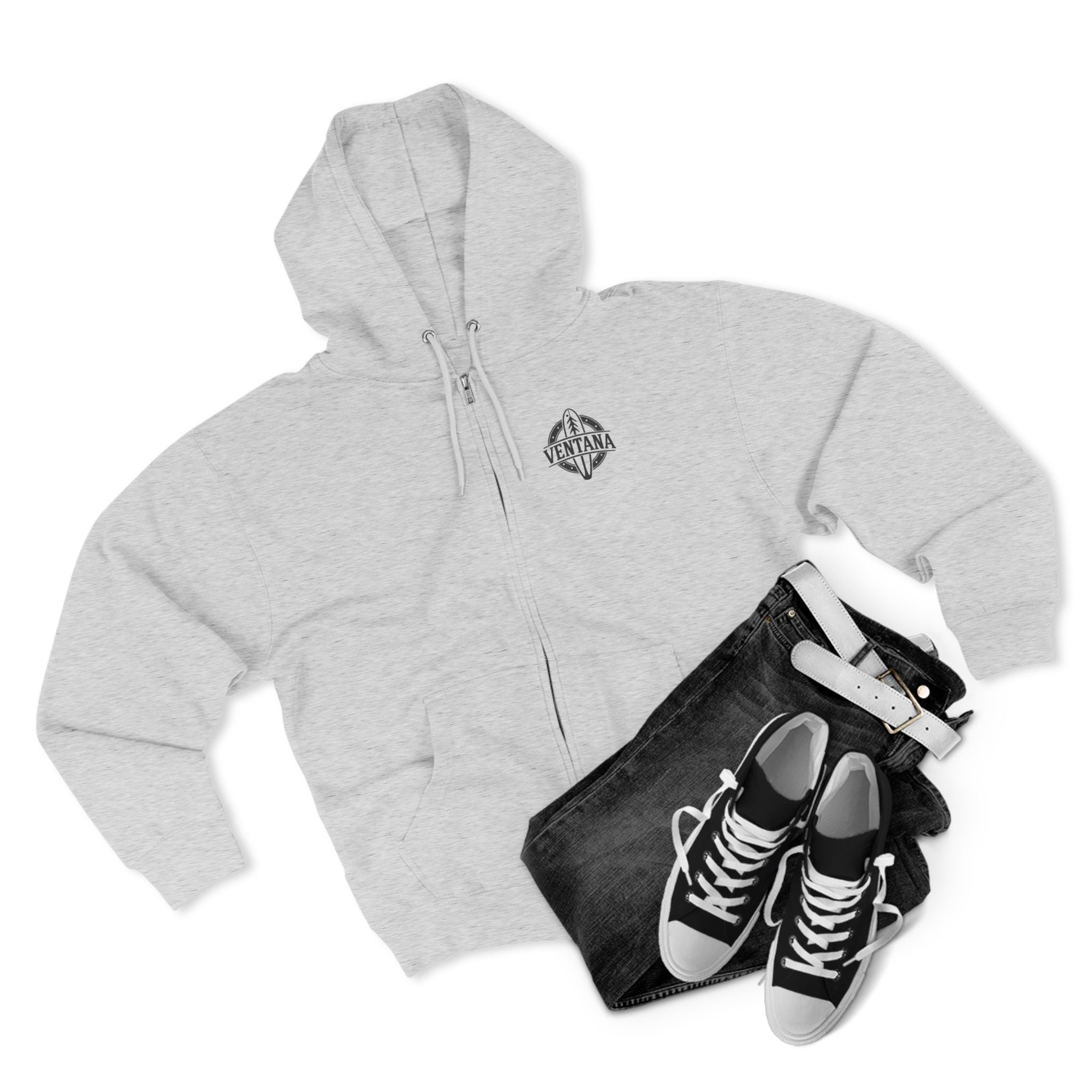 Ventana Monterey Bay by Thiago Bianchini Unisex - Zip Cotton Blend Fleece Hoodie