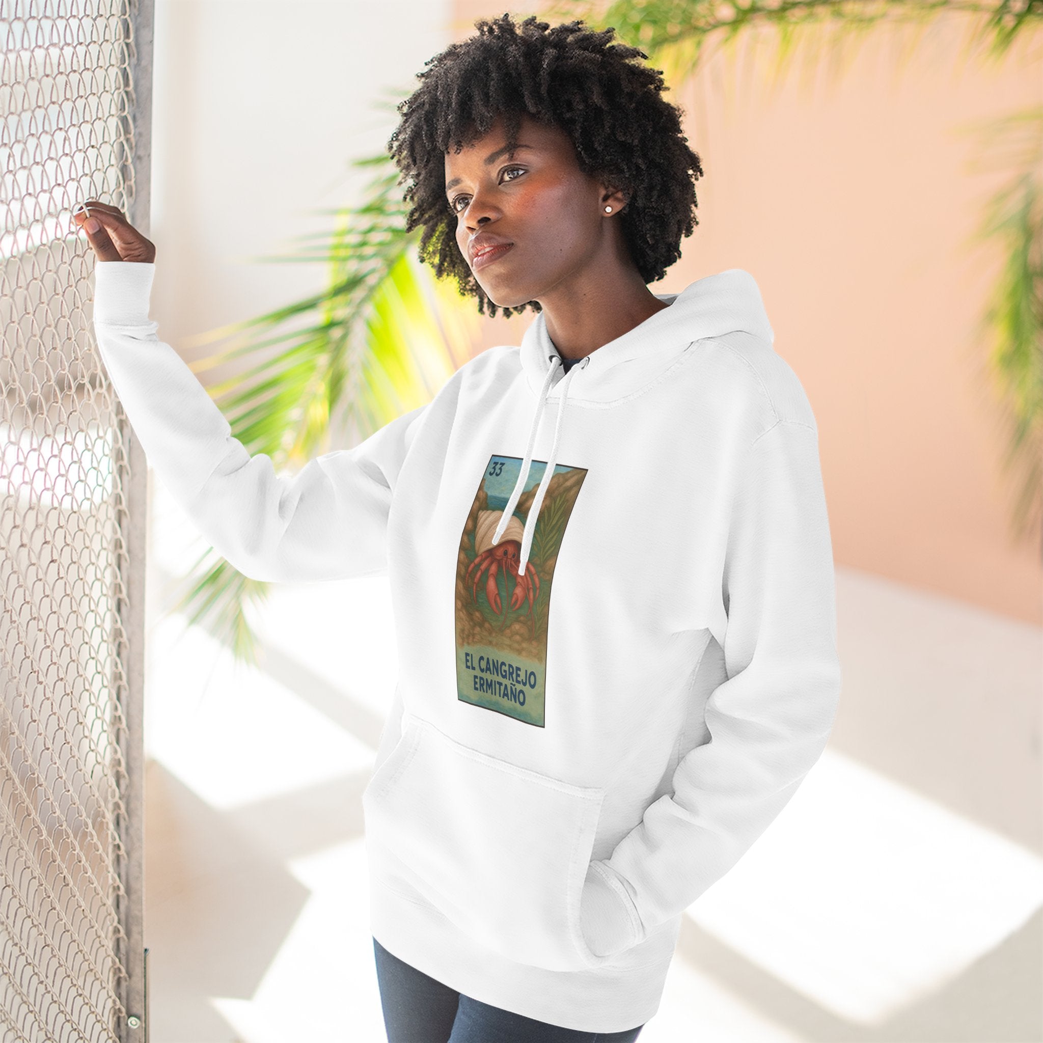 Hermit Crab Lotería Unisex - Pull-Over Cotton Blend Fleece Hoodie (El Cangrejo Ermitaño)