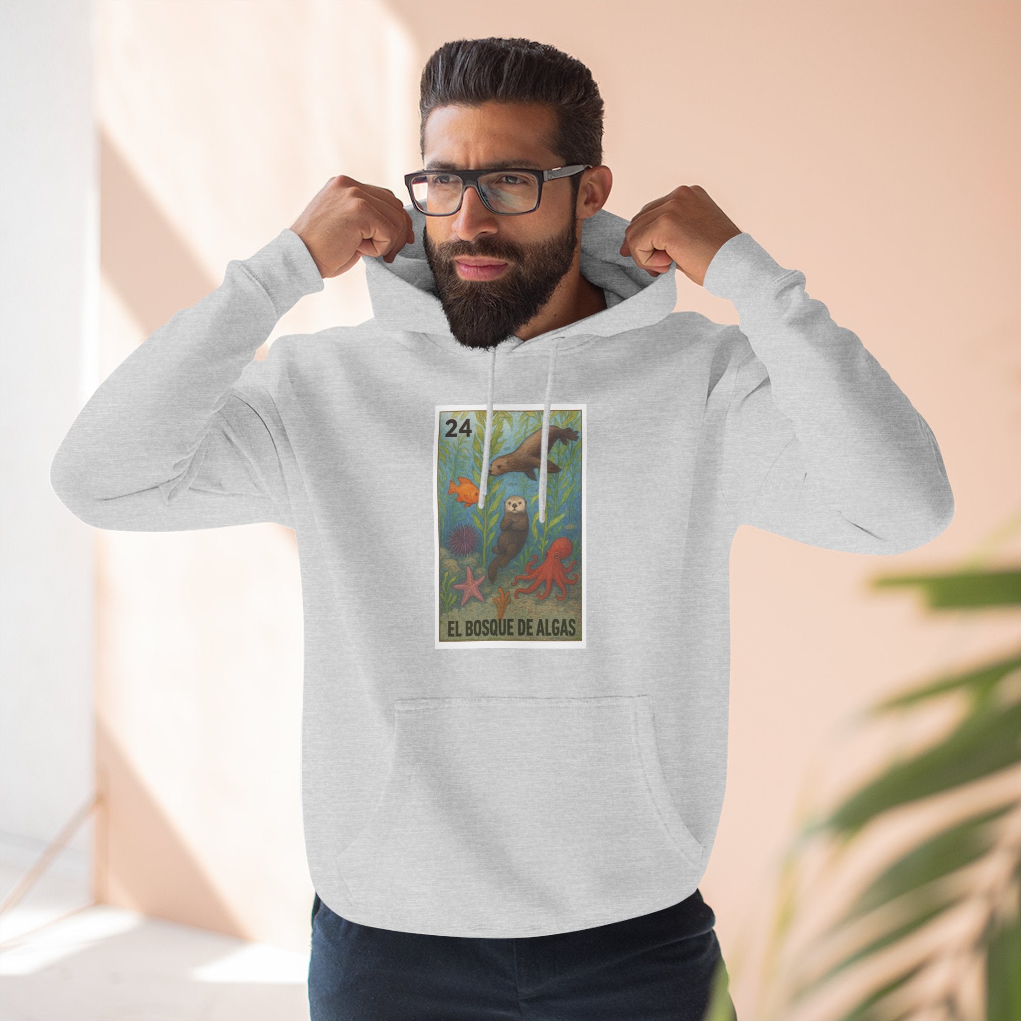 Kelp Forest Lotería Unisex - Pull-Over Cotton Blend Fleece Hoodie (El Bosque de Algas)