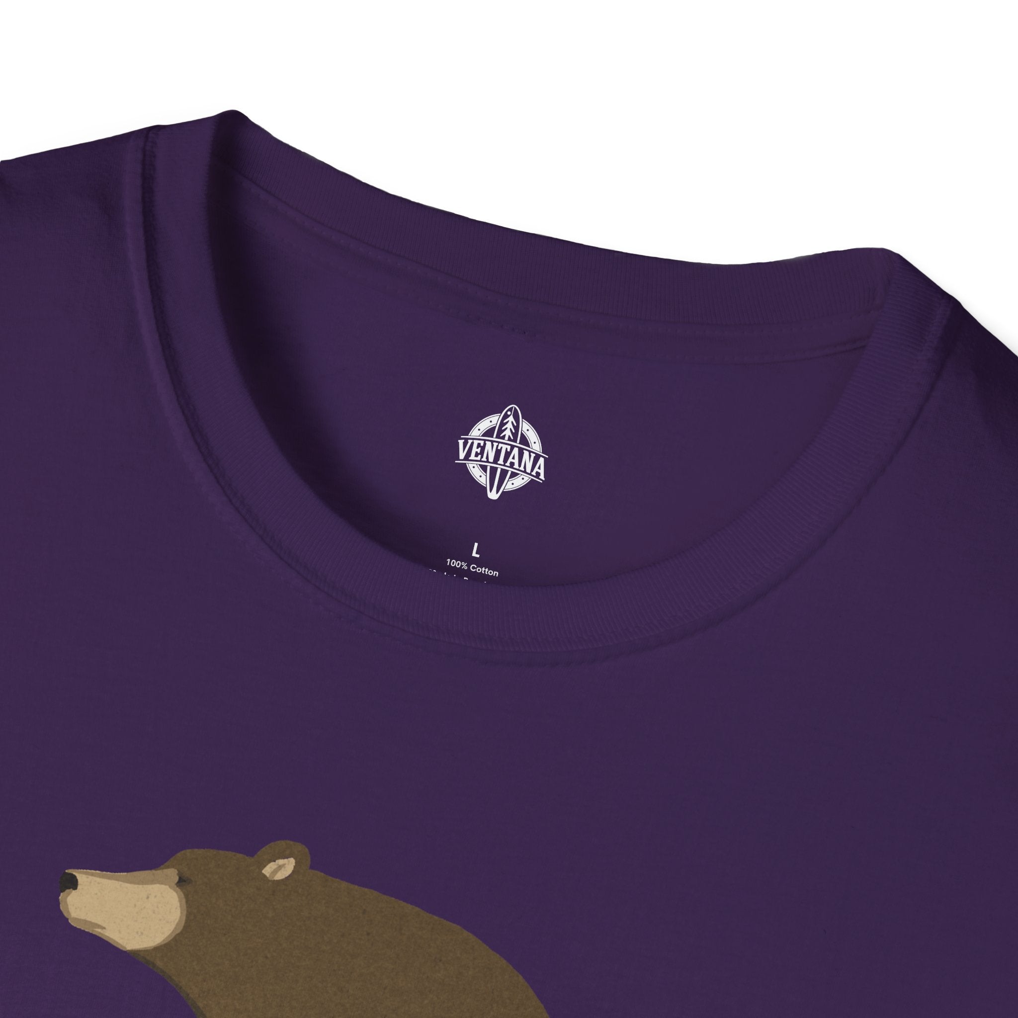 Surfing Grizzly Bear by Fabian Lavater Unisex - Soft Style U.S. Cotton T-Shirt