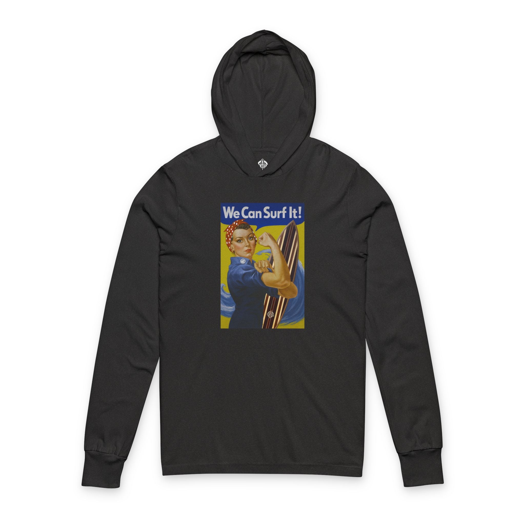 Rosie the Surfer Unisex - Cotton Hooded Long Sleeve Hooded T-Shirt