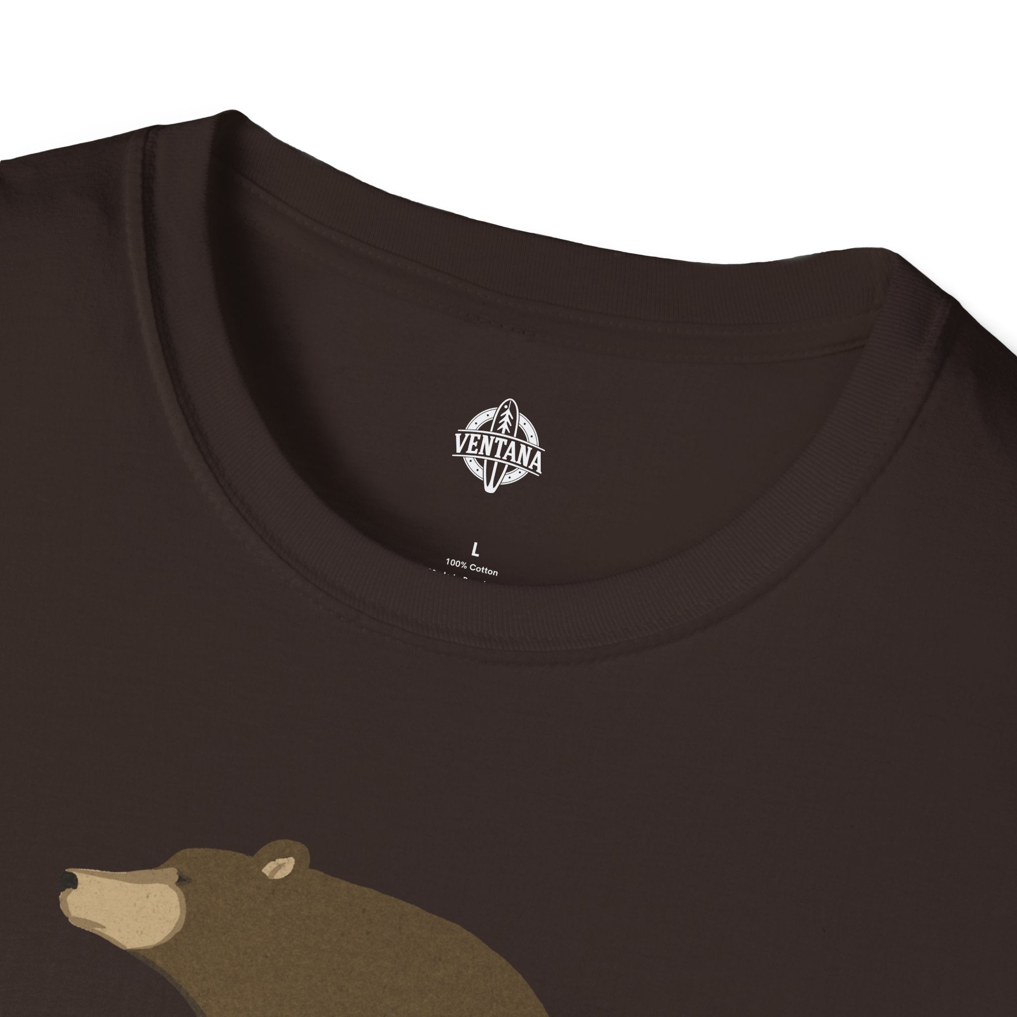 Surfing Grizzly Bear by Fabian Lavater Unisex - Soft Style U.S. Cotton T-Shirt