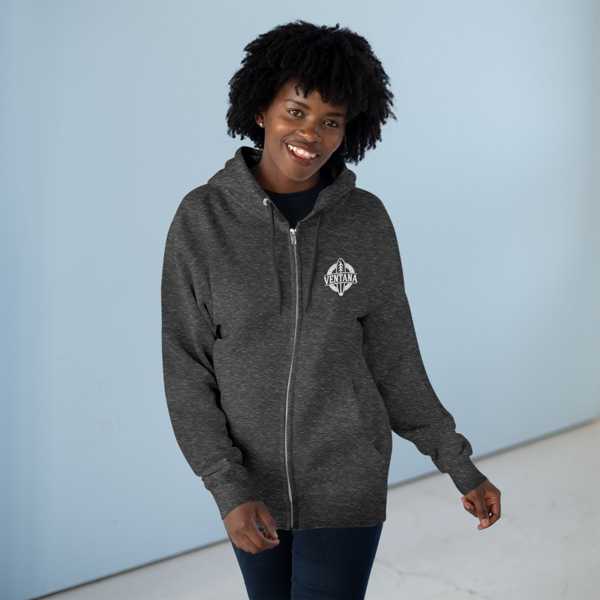 Ventana Monterey Bay by Thiago Bianchini Unisex - Zip Cotton Blend Fleece Hoodie