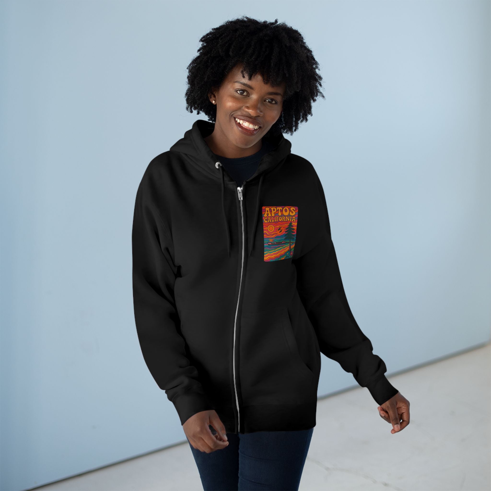 Aptos California Psychedelic Unisex - Zip Cotton Blend Fleece Hoodie