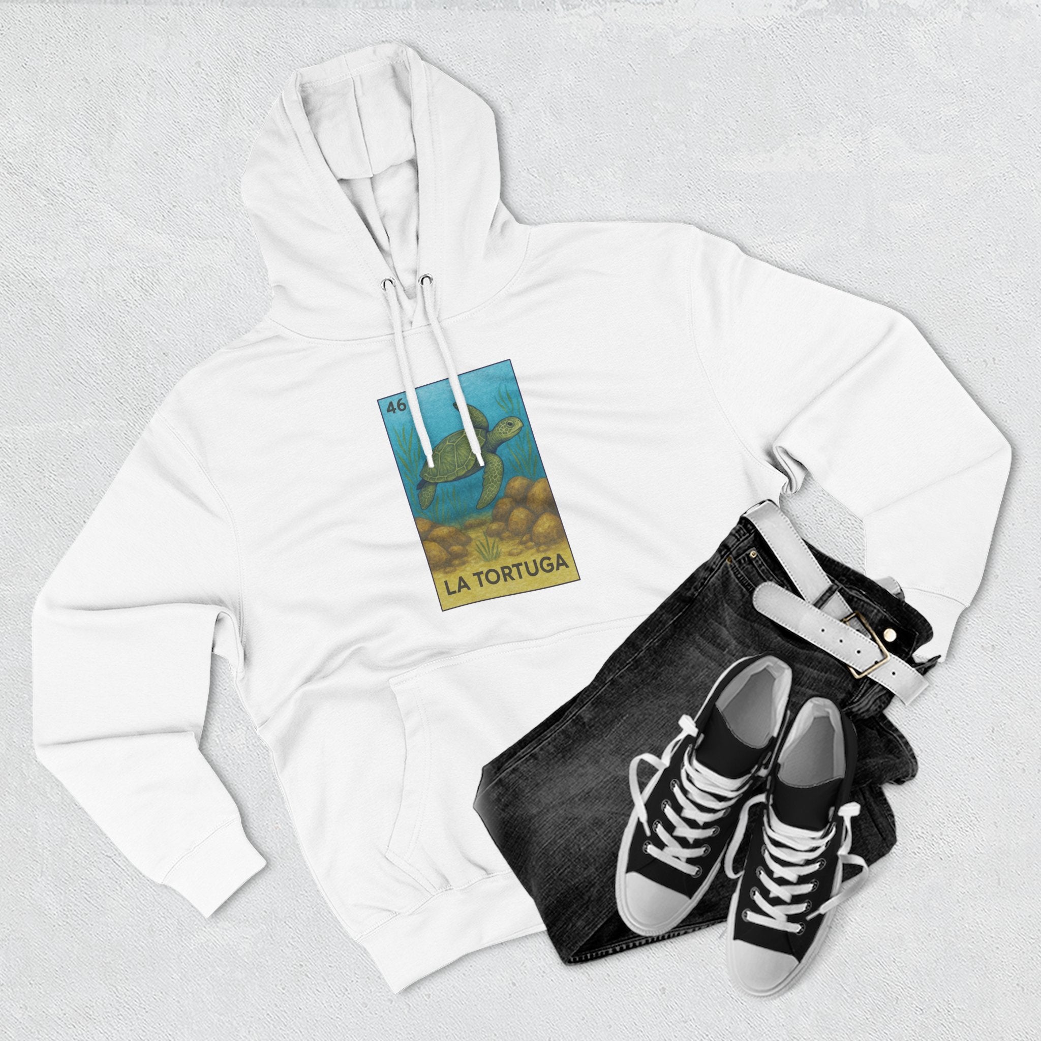 Turtle Lotería Unisex - Pull-Over Cotton Blend Fleece Hoodie (La Tortuga)