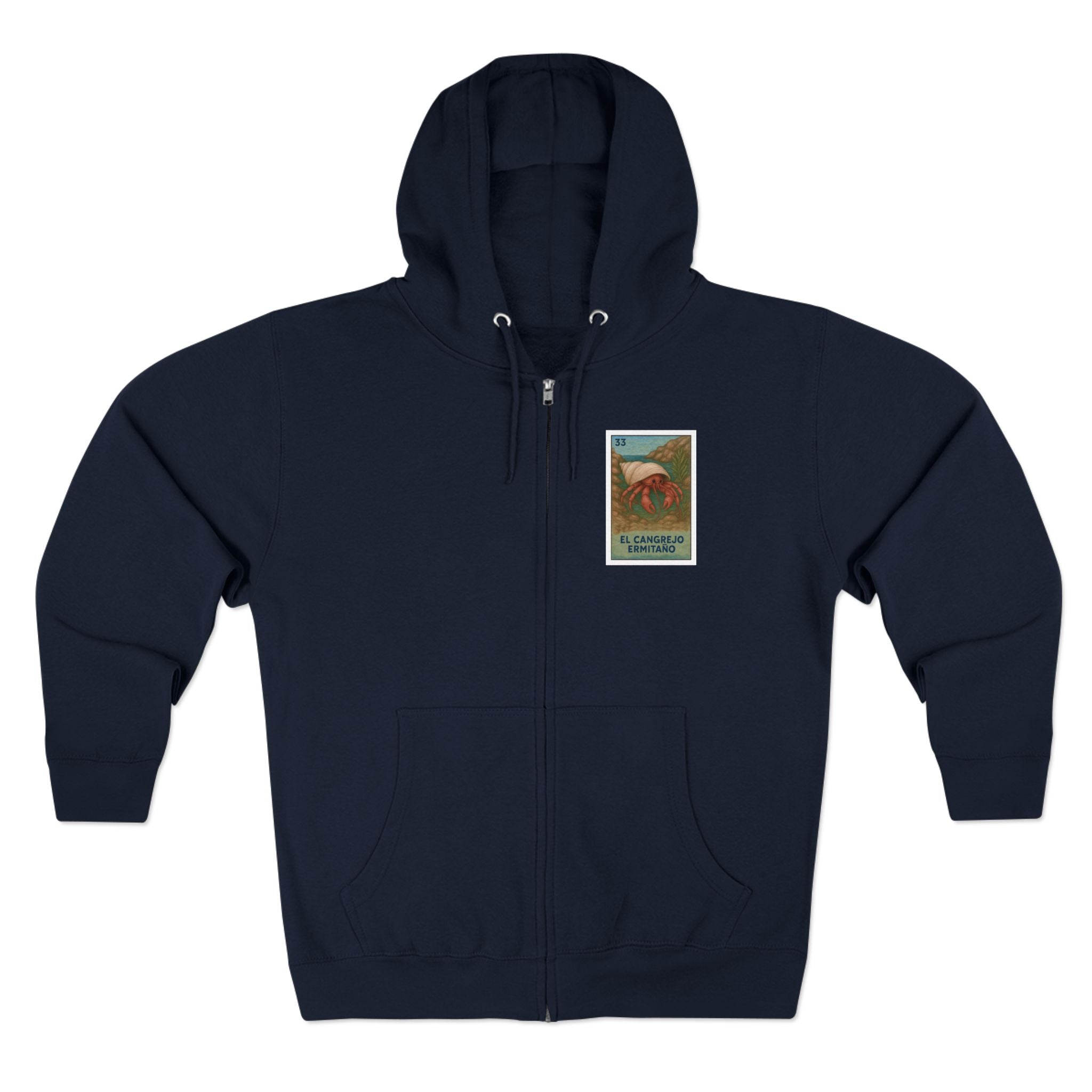 Hermit Crab Lotería Unisex - Zip Cotton Blend Fleece Hoodie (El Cangrejo Ermitaño)