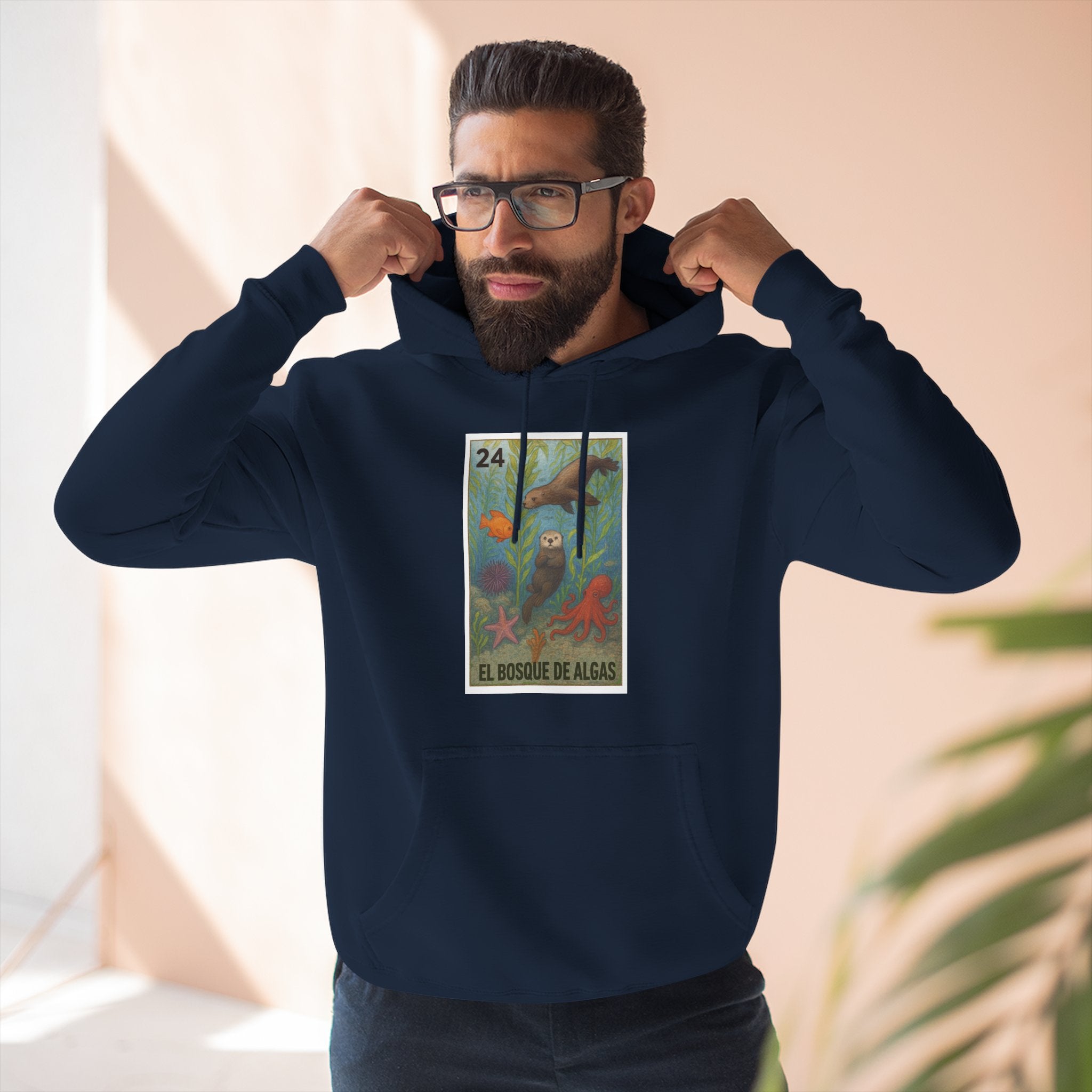 Kelp Forest Lotería Unisex - Pull-Over Cotton Blend Fleece Hoodie (El Bosque de Algas)