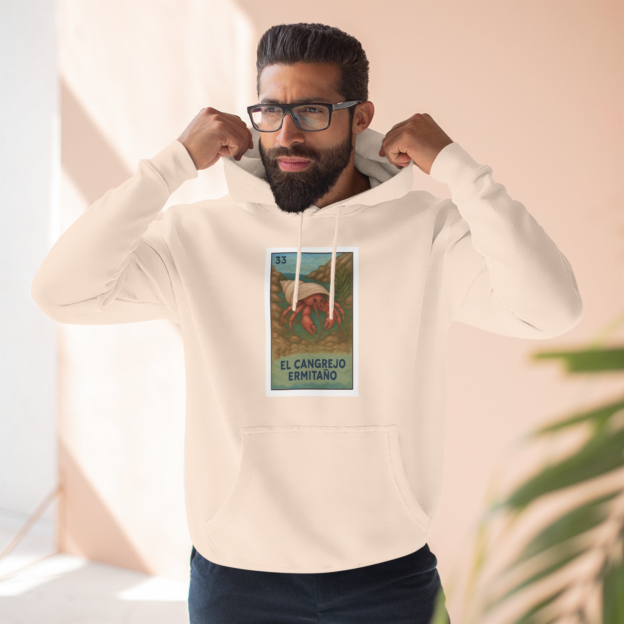 Hermit Crab Lotería Unisex - Pull-Over Cotton Blend Fleece Hoodie (El Cangrejo Ermitaño)