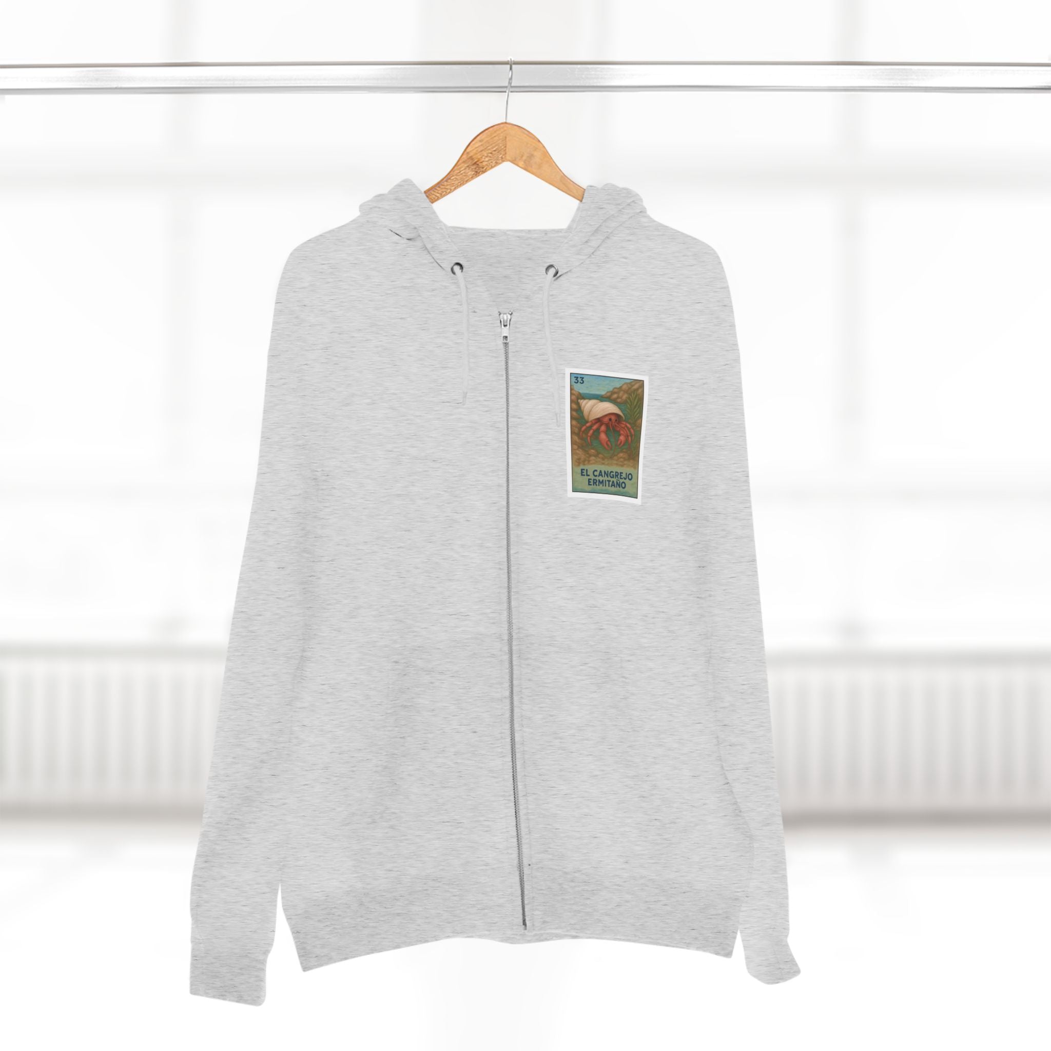 Hermit Crab Lotería Unisex - Zip Cotton Blend Fleece Hoodie (El Cangrejo Ermitaño)
