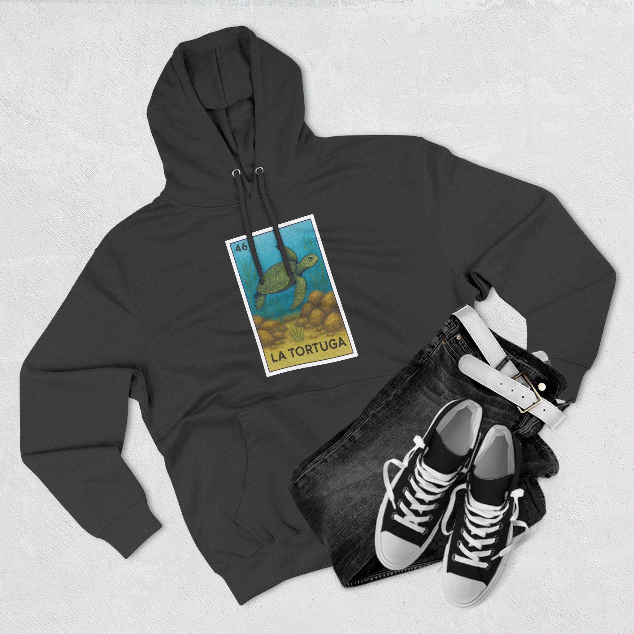 Turtle Lotería Unisex - Pull-Over Cotton Blend Fleece Hoodie (La Tortuga)