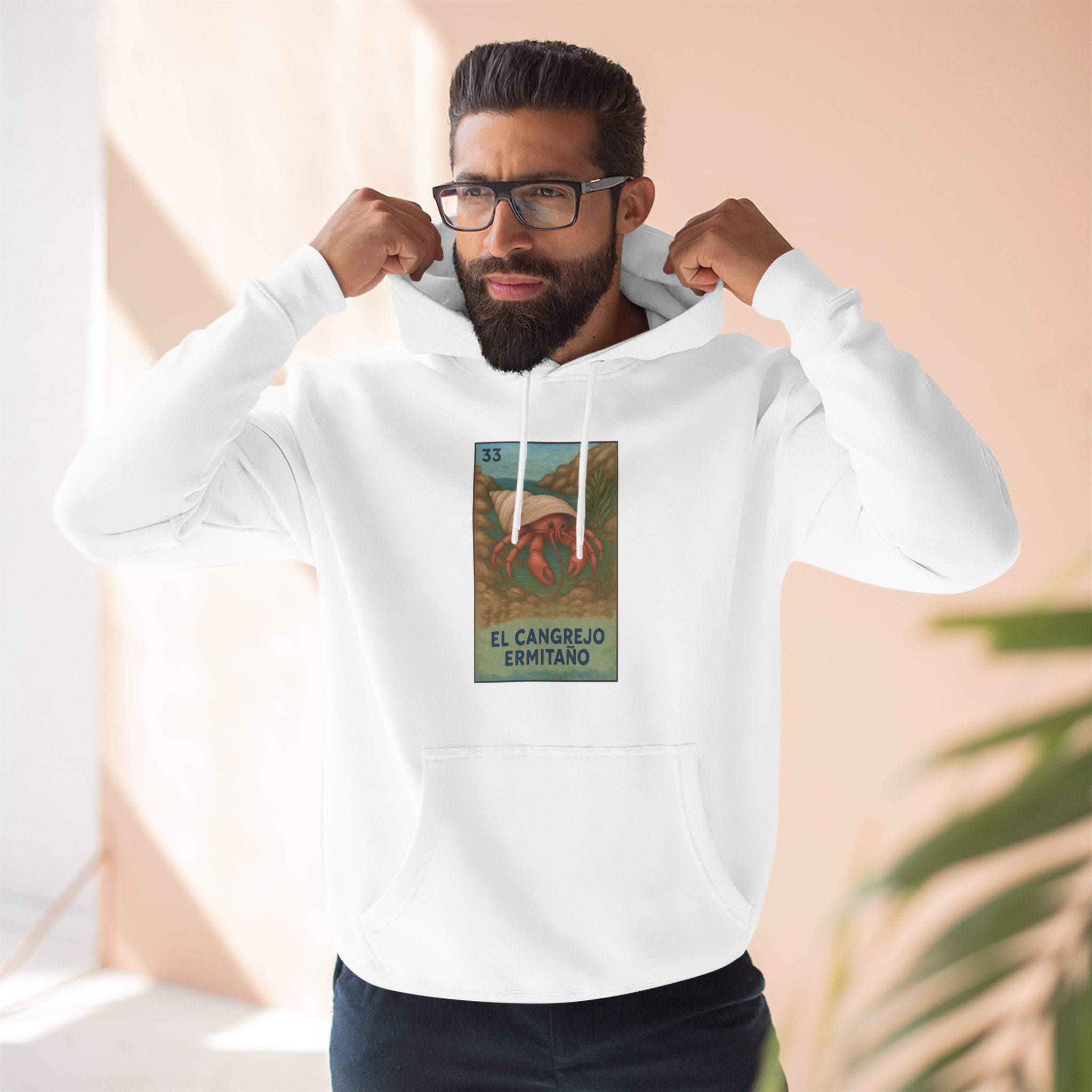 Hermit Crab Lotería Unisex - Pull-Over Cotton Blend Fleece Hoodie (El Cangrejo Ermitaño)