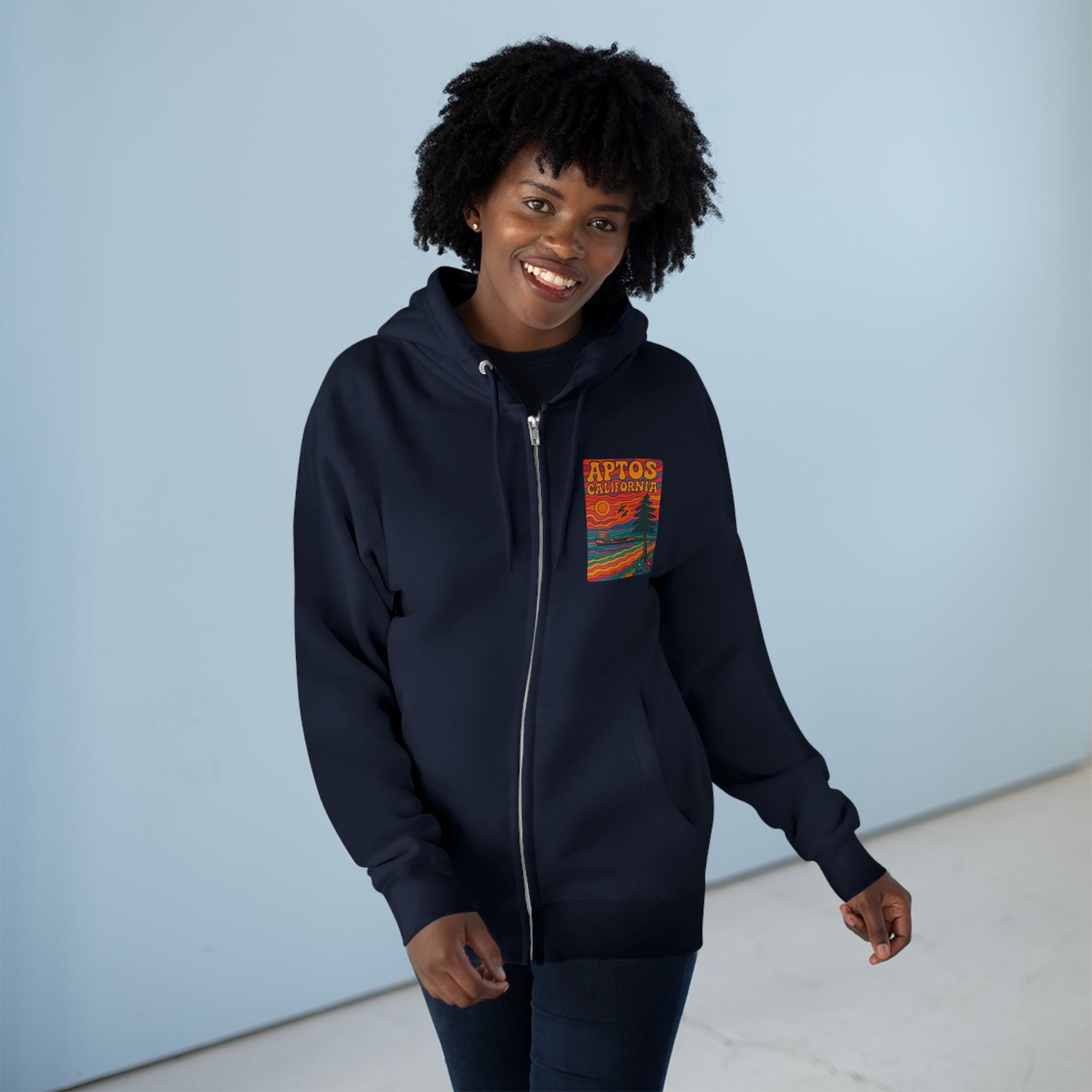 Aptos California Psychedelic Unisex - Zip Cotton Blend Fleece Hoodie