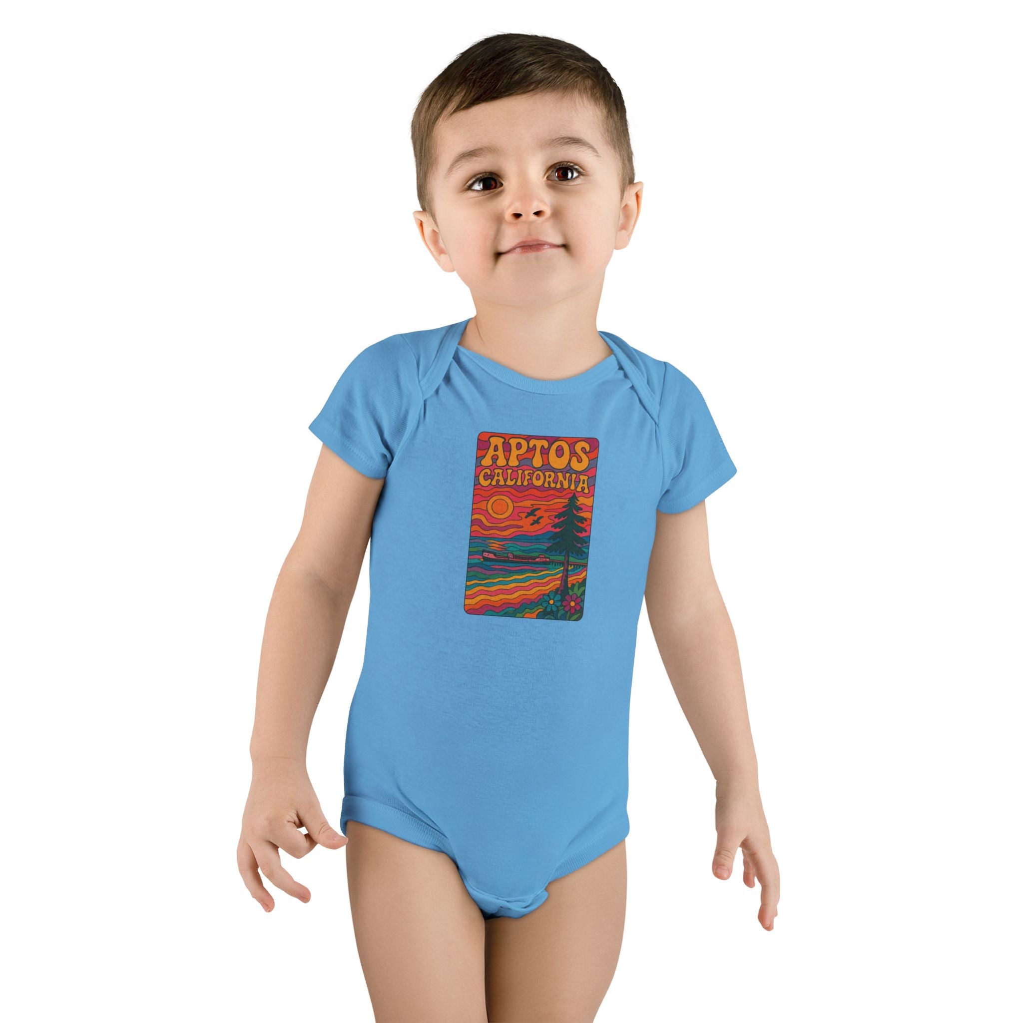 Aptos California Psychedelic - Baby Short Sleeve 100% Cotton Onesie