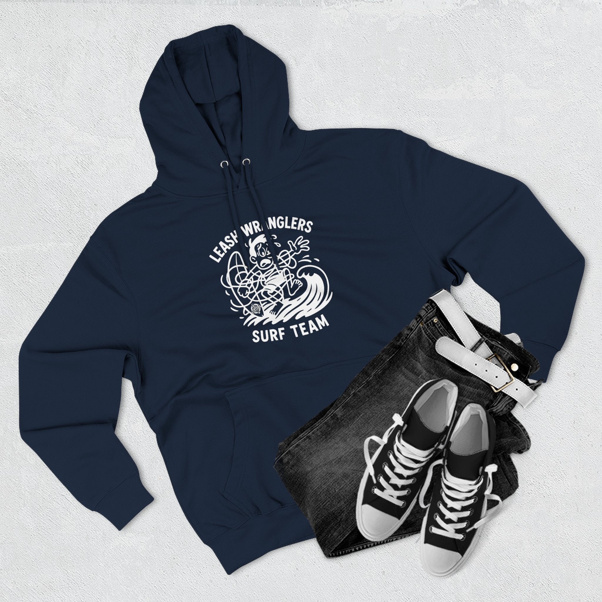 Leash Wranglers Surf Team Unisex - Pull-Over Cotton Blend Fleece Hoodie