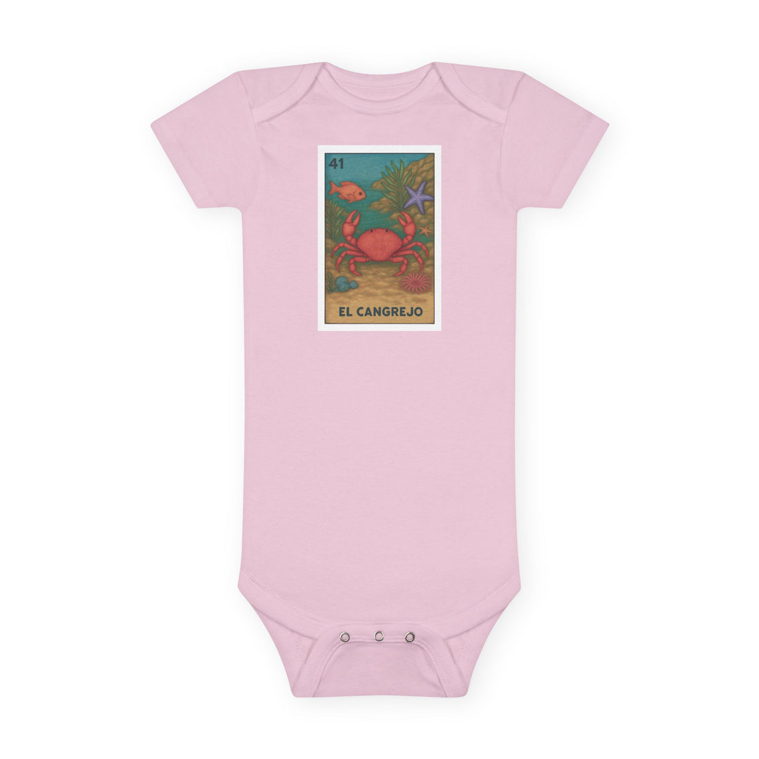 Crab Lotería - Baby Short Sleeve 100% Cotton Onesie (El Cangrejo)