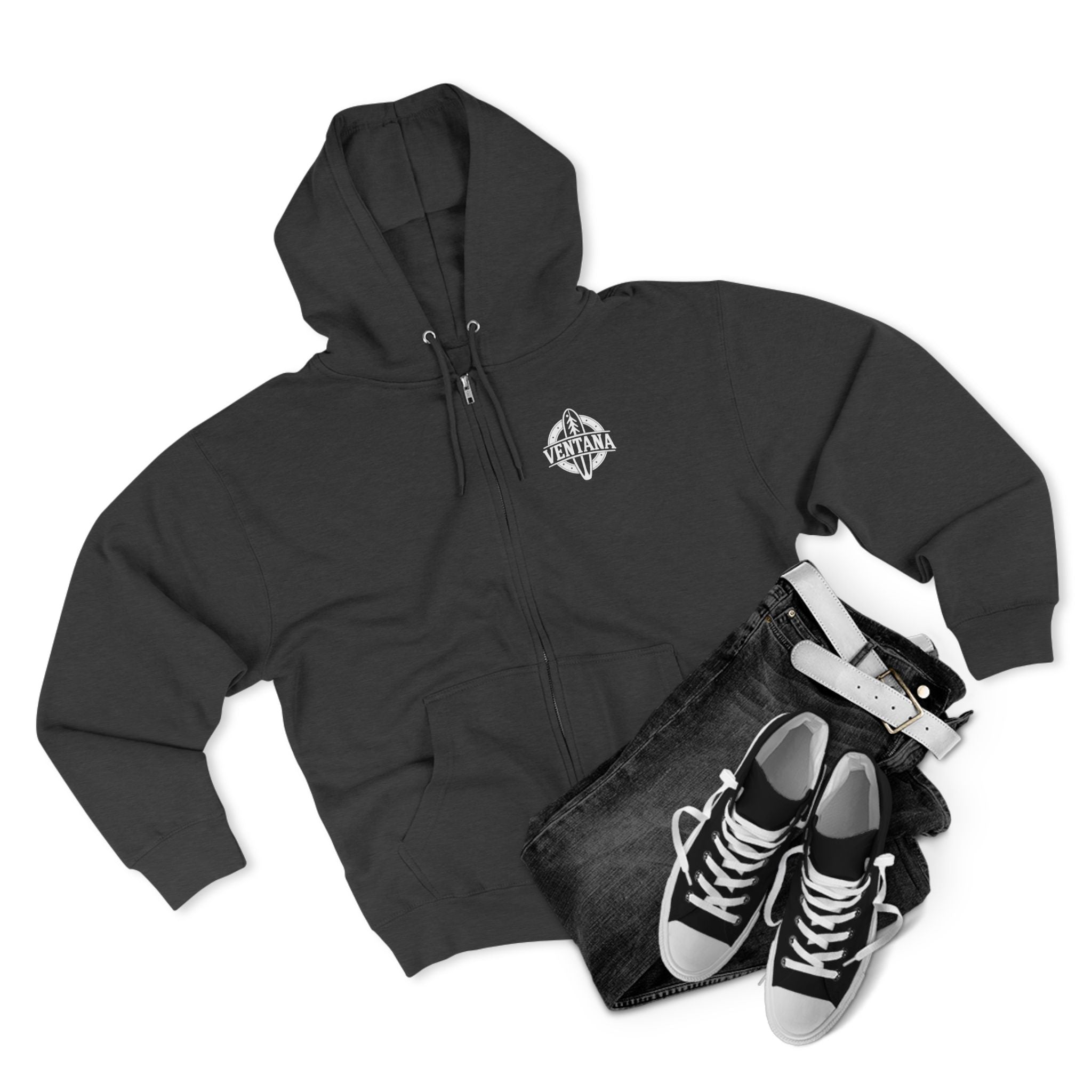 Ventana Monterey Bay by Thiago Bianchini Unisex - Zip Cotton Blend Fleece Hoodie