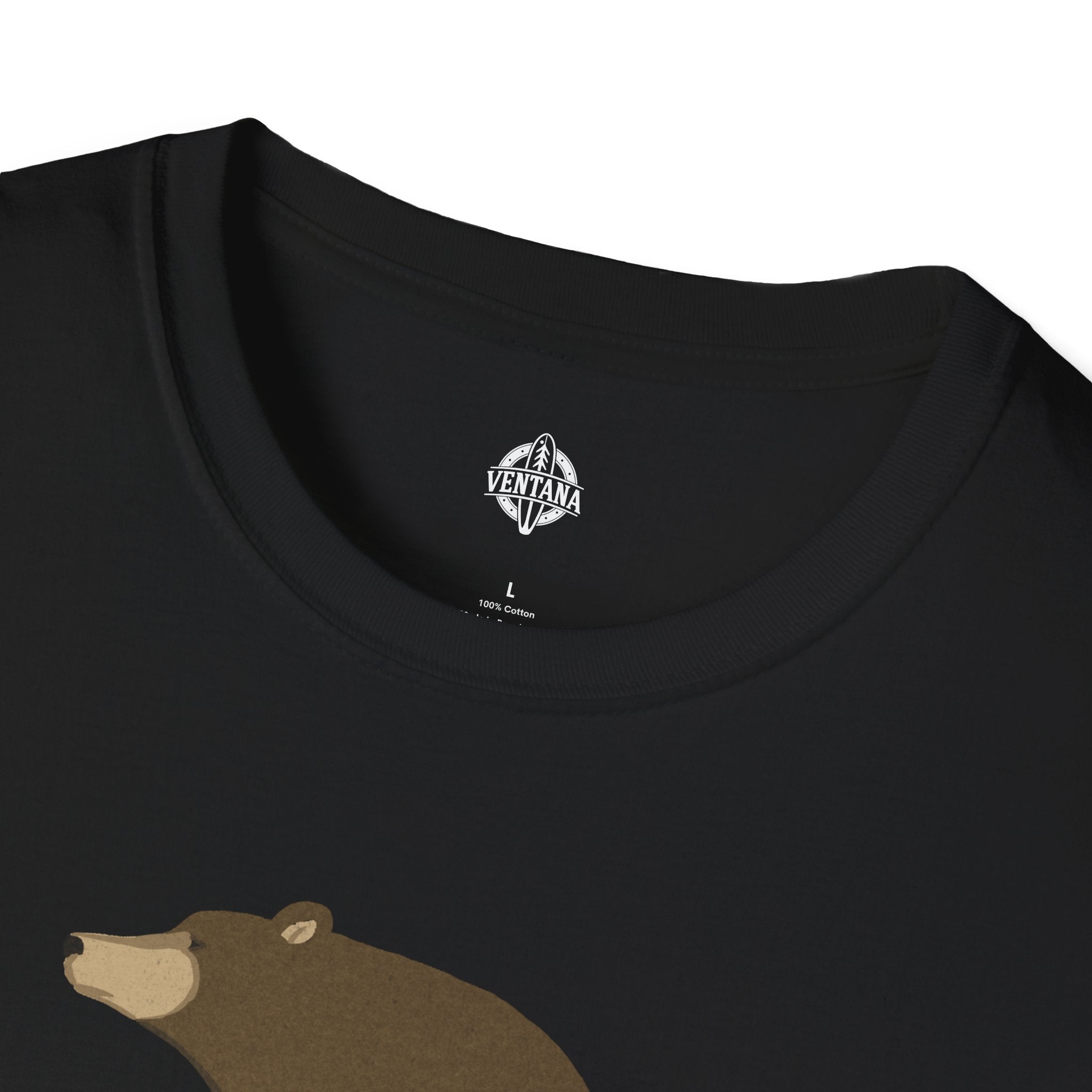 Surfing Grizzly Bear by Fabian Lavater Unisex - Soft Style U.S. Cotton T-Shirt