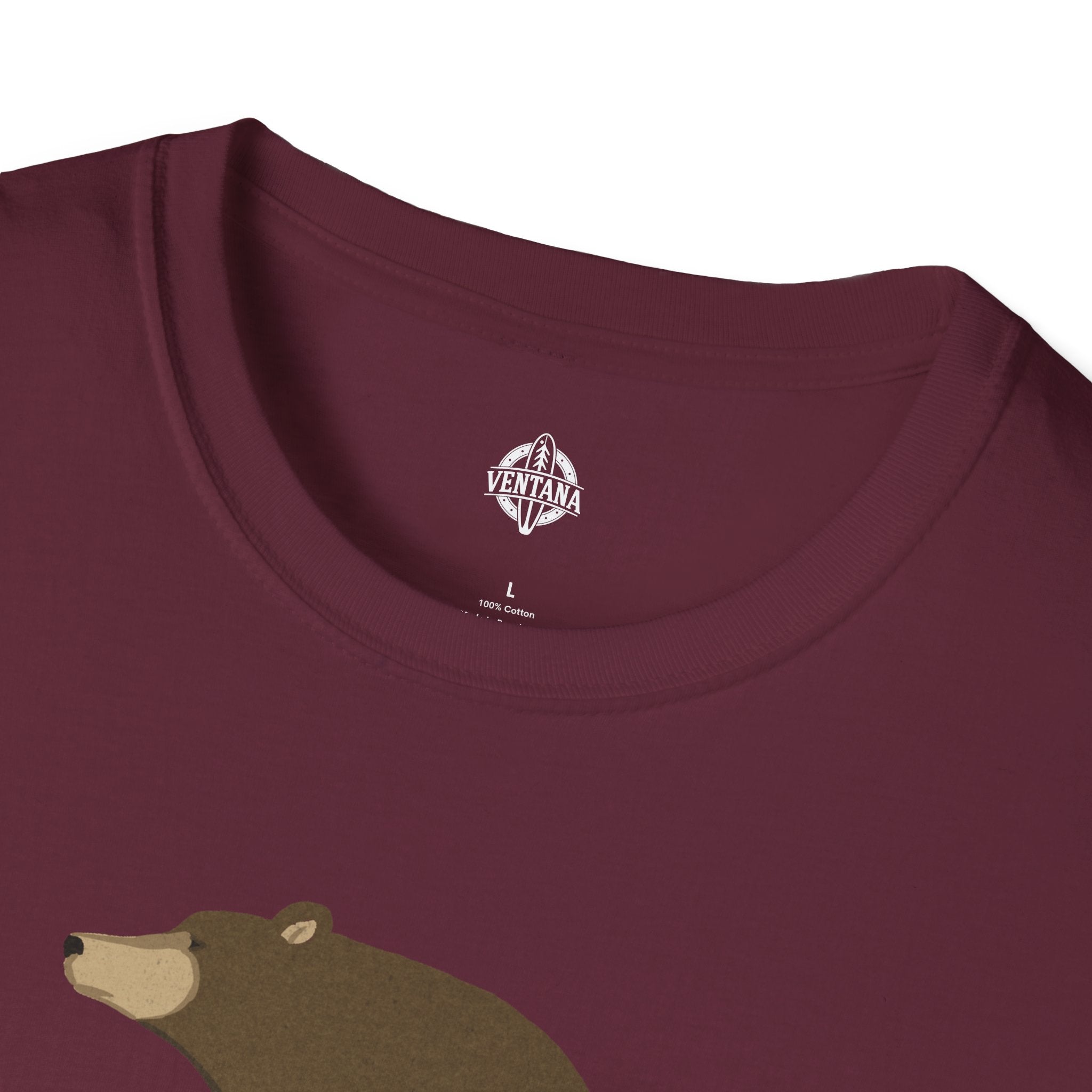 Surfing Grizzly Bear by Fabian Lavater Unisex - Soft Style U.S. Cotton T-Shirt