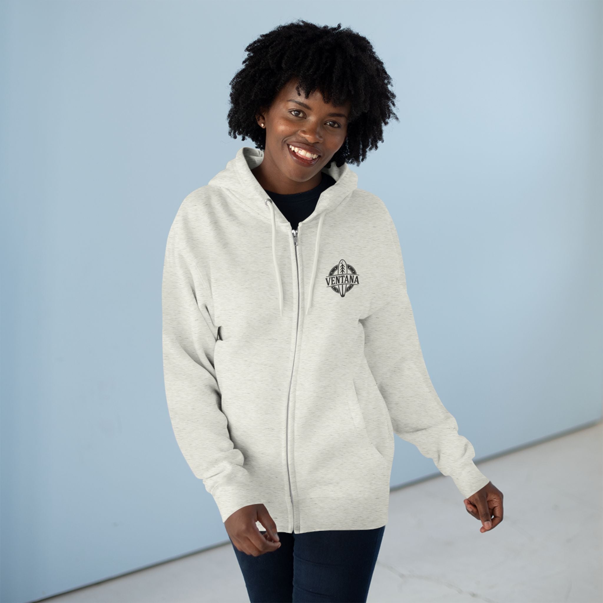 Ventana Monterey Bay by Thiago Bianchini Unisex - Zip Cotton Blend Fleece Hoodie