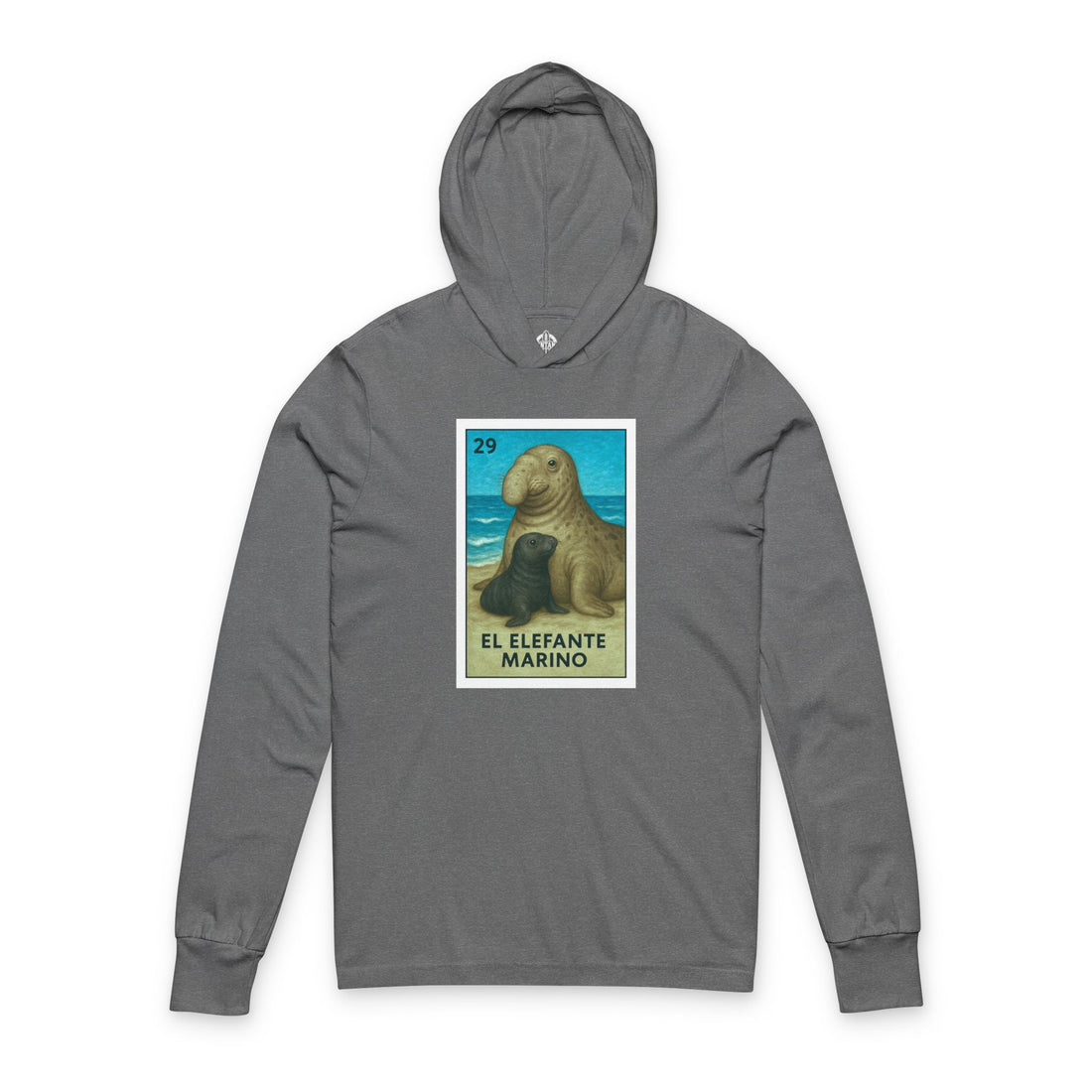 Elephant Seal Lotería Unisex - Cotton Hooded Long Sleeve Hooded T-Shirt (El Elefante Marino)