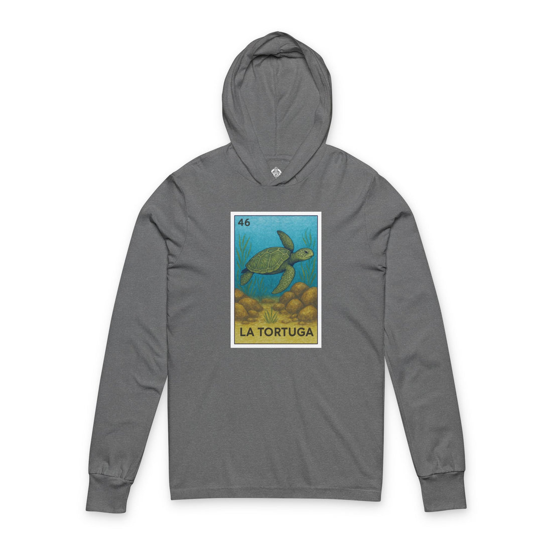Turtle Lotería Unisex - Cotton Hooded Long Sleeve Hooded T-Shirt (La Tortuga)