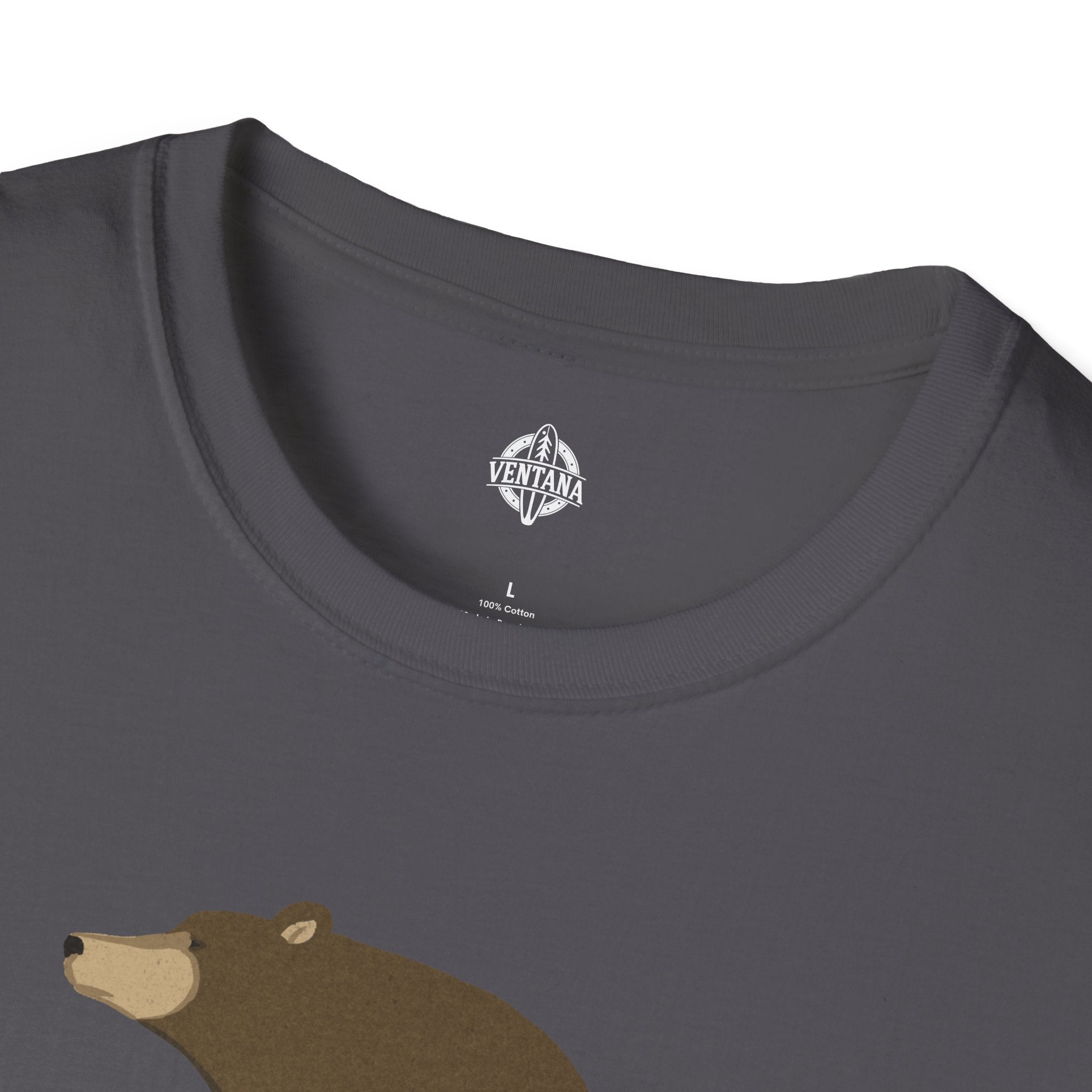 Surfing Grizzly Bear by Fabian Lavater Unisex - Soft Style U.S. Cotton T-Shirt
