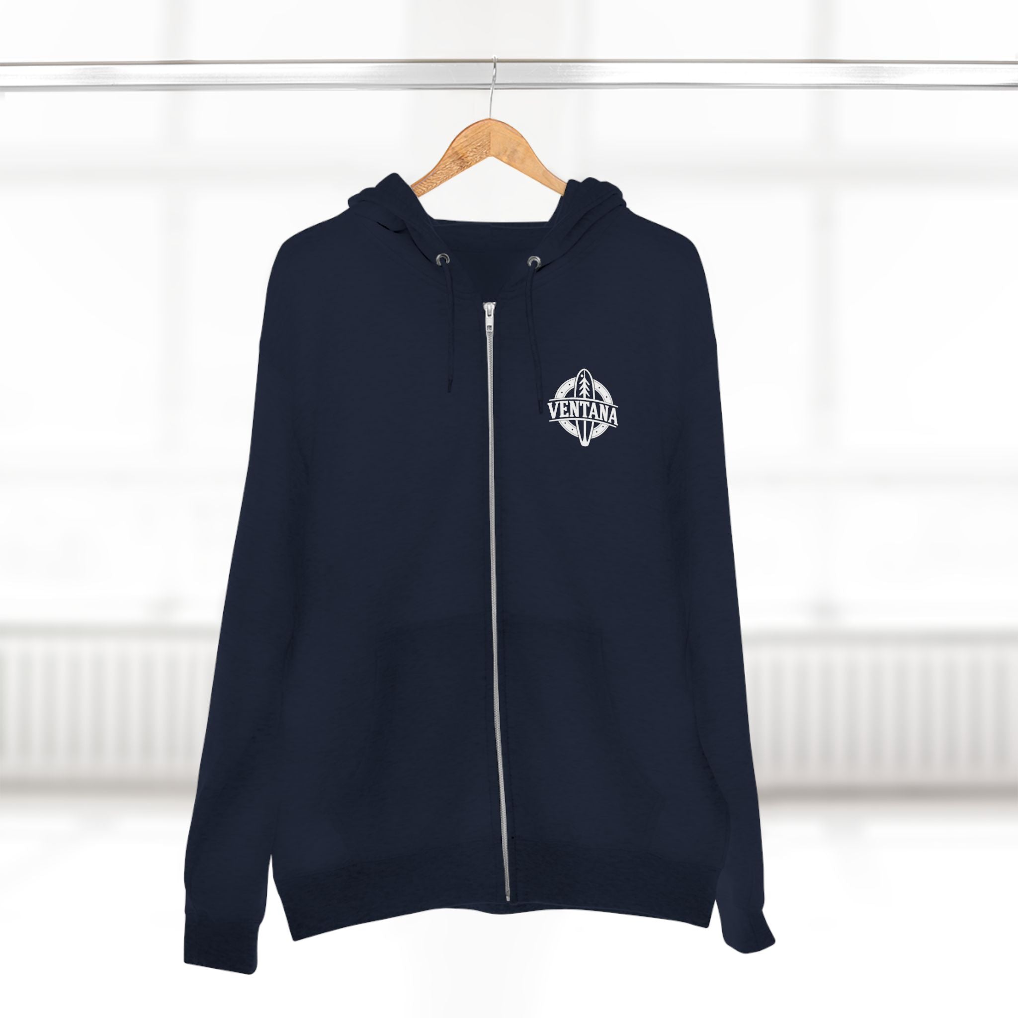Ventana Monterey Bay by Thiago Bianchini Unisex - Zip Cotton Blend Fleece Hoodie