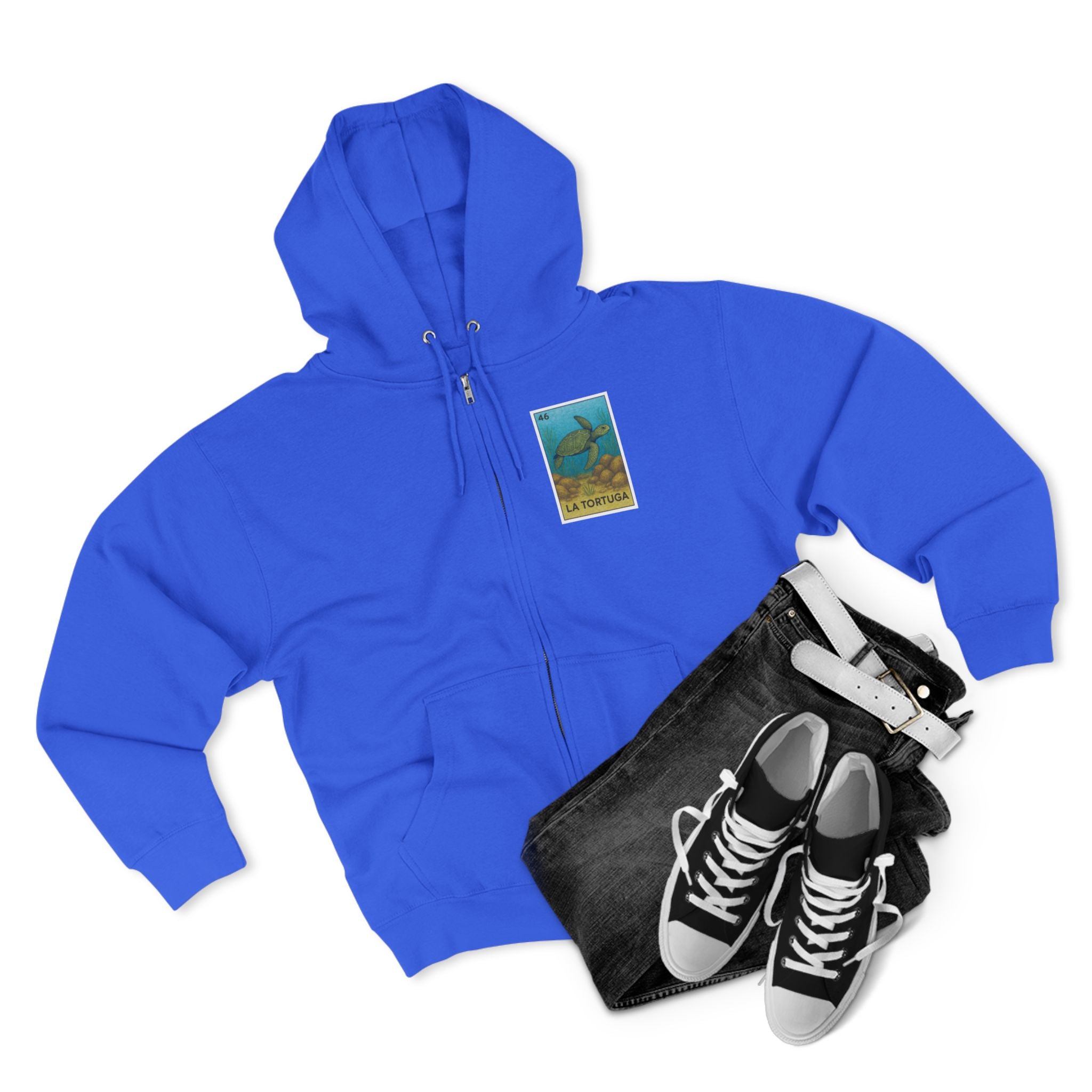 Turtle Lotería Unisex - Zip Cotton Blend Fleece Hoodie (La Tortuga)