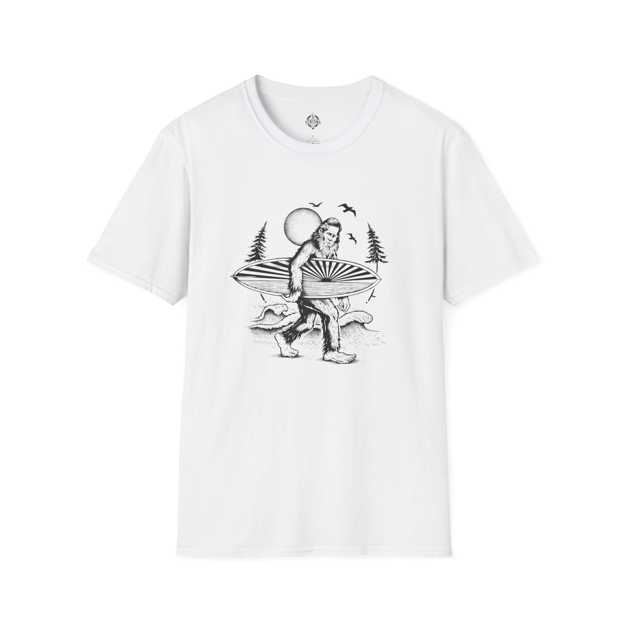 Ventana Surfsquatch by Thiago Bianchini Unisex - Soft Style U.S. Cotton T-Shirt