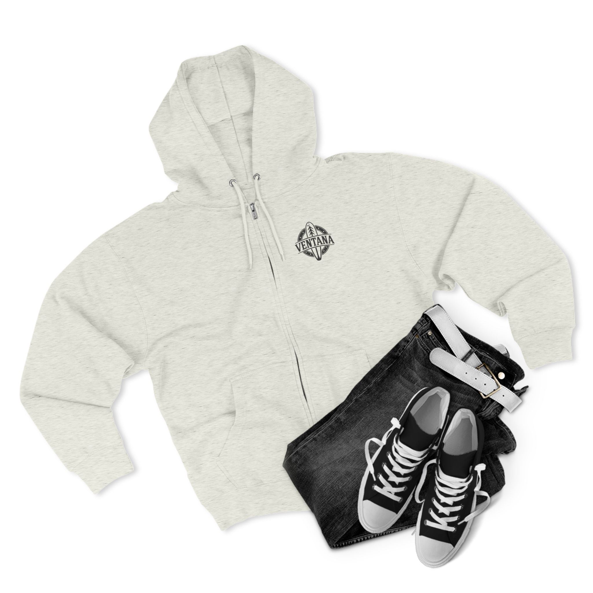 Ventana Monterey Bay by Thiago Bianchini Unisex - Zip Cotton Blend Fleece Hoodie