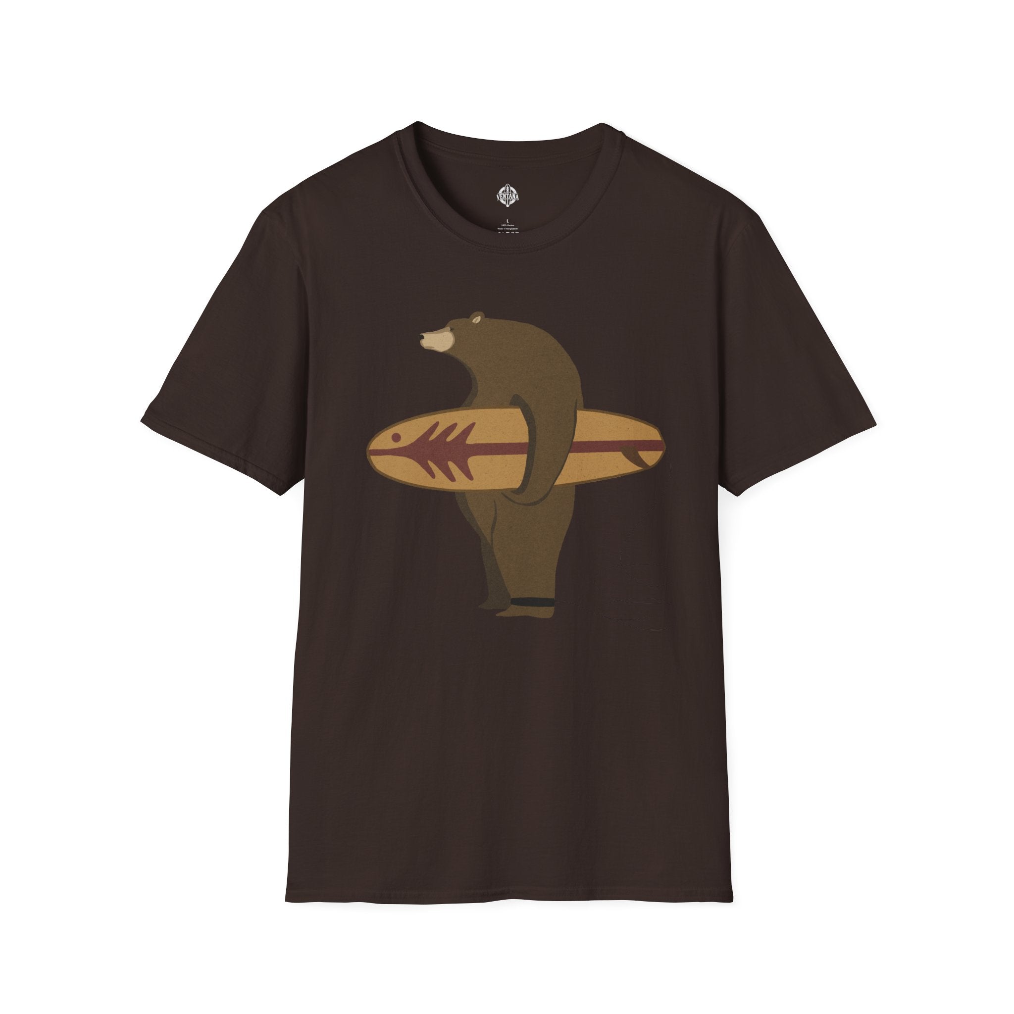Surfing Grizzly Bear by Fabian Lavater Unisex - Soft Style U.S. Cotton T-Shirt