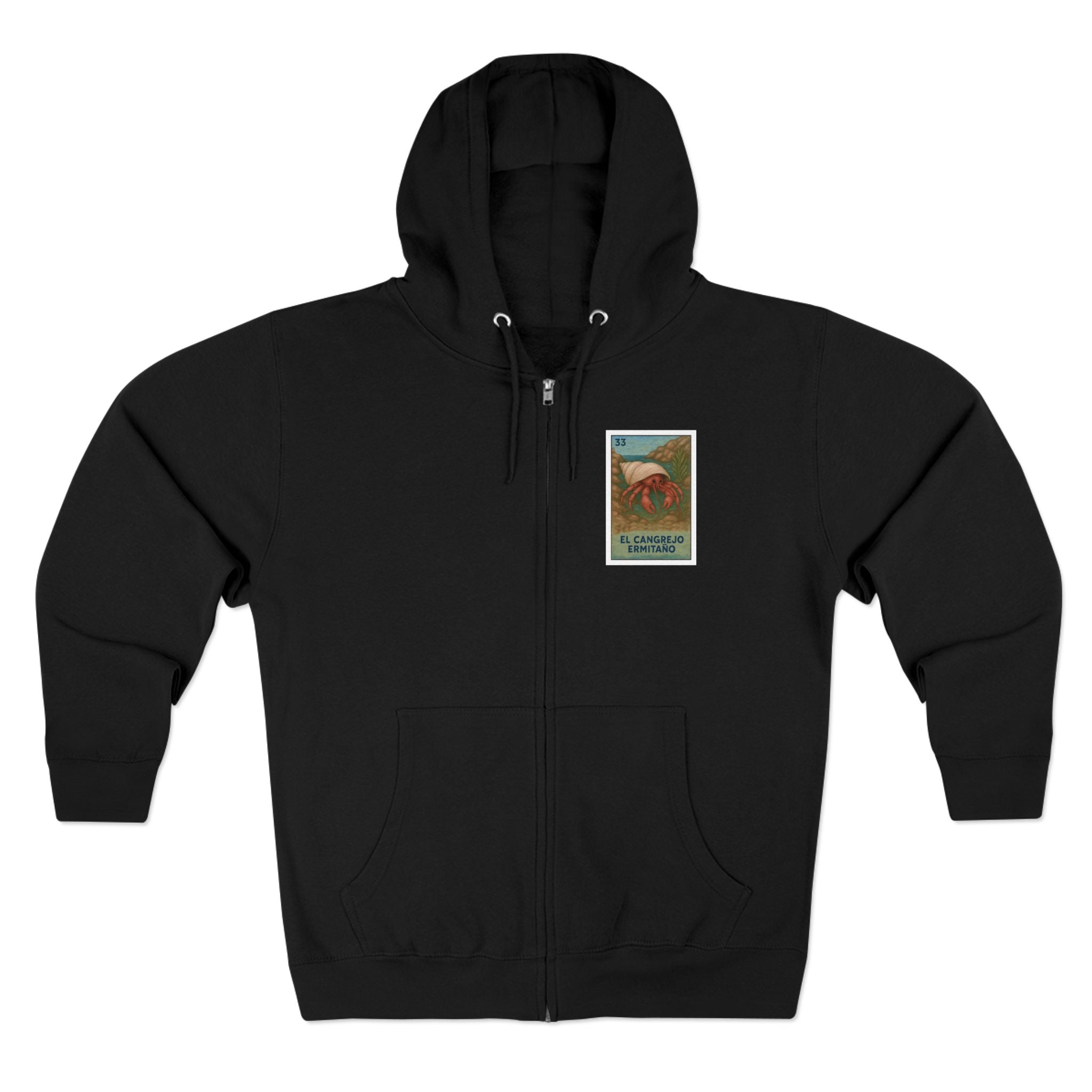 Hermit Crab Lotería Unisex - Zip Cotton Blend Fleece Hoodie (El Cangrejo Ermitaño)