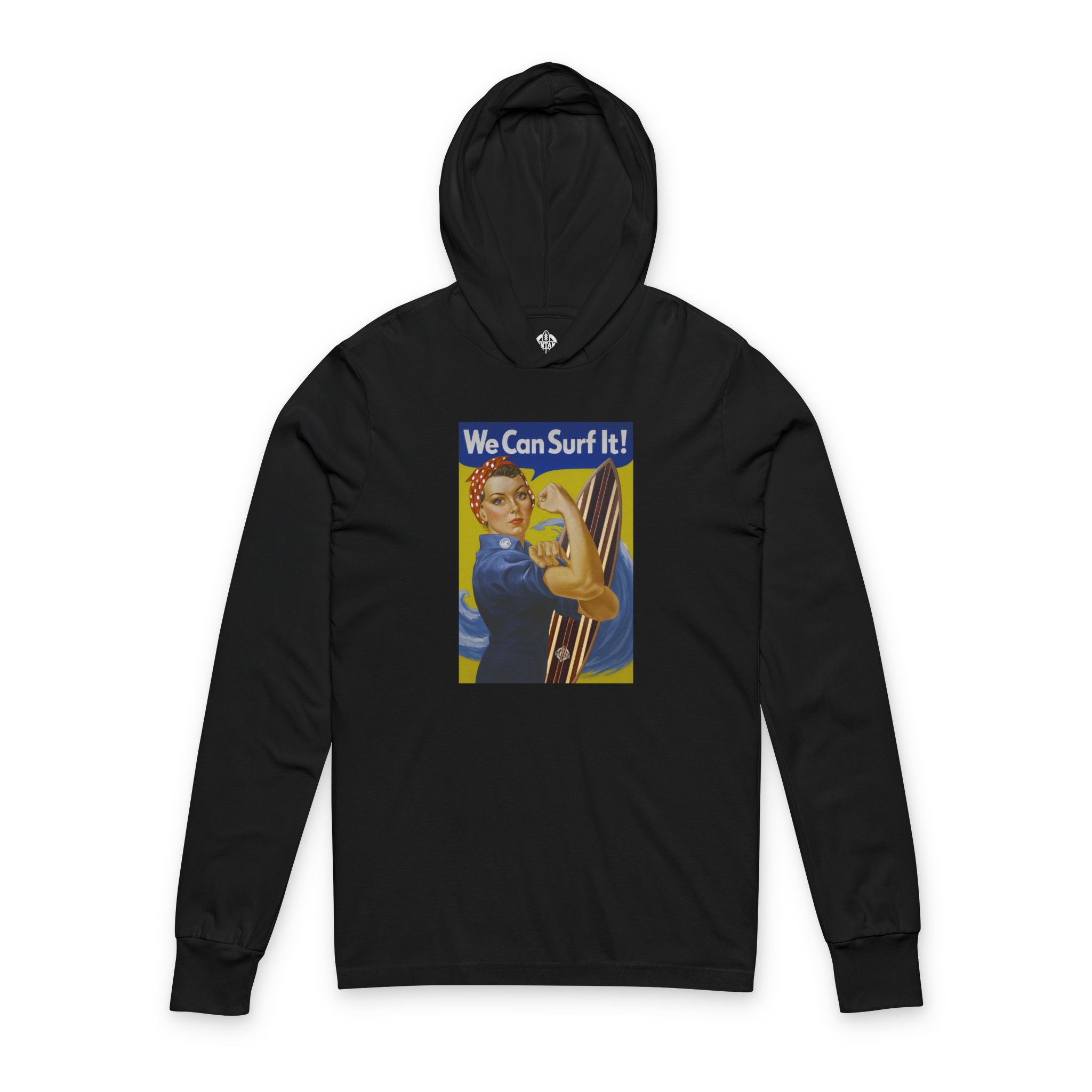 Rosie the Surfer Unisex - Cotton Hooded Long Sleeve Hooded T-Shirt