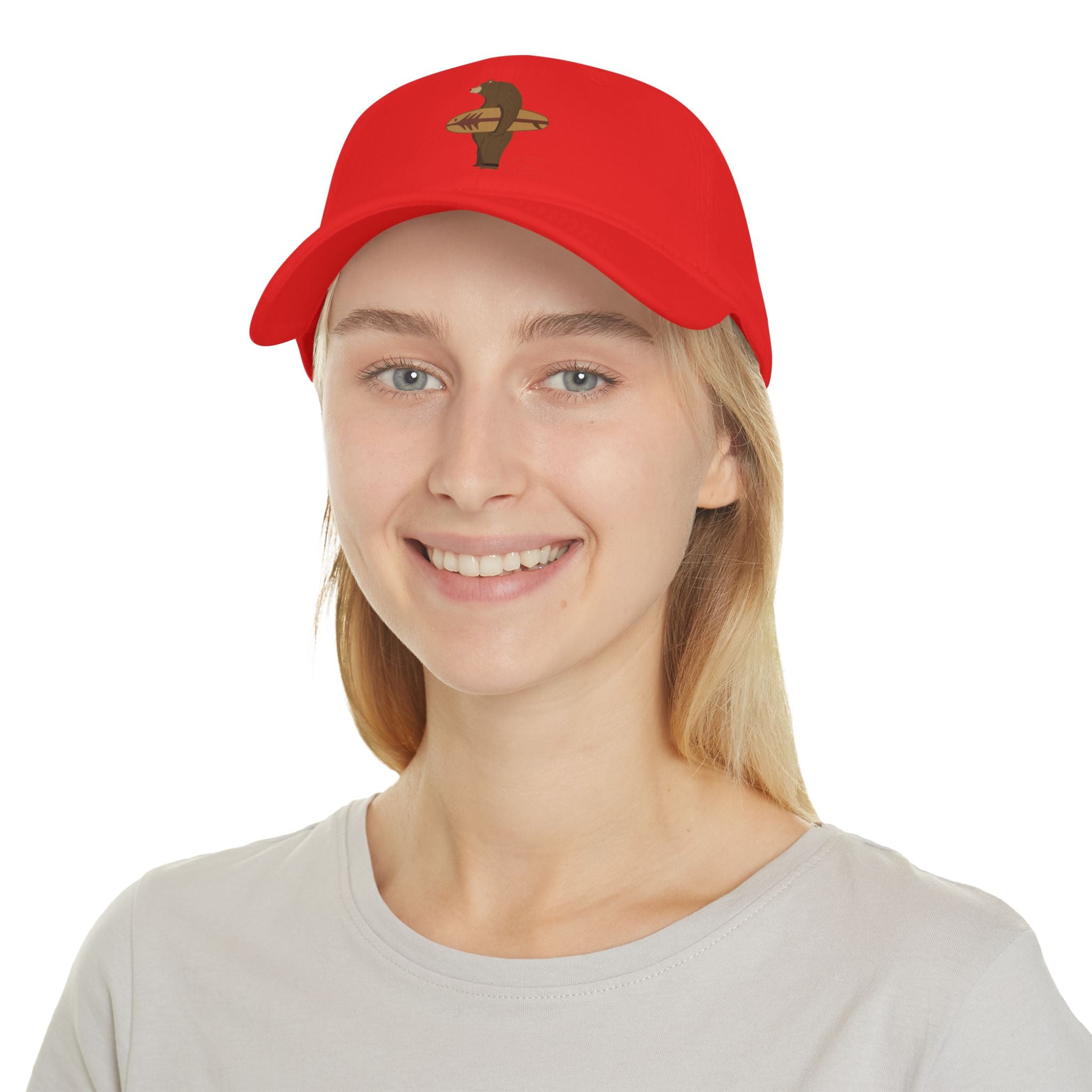 Surfing Grizzly Bear by Fabian Lavater - 100% Cotton Baseball Cap